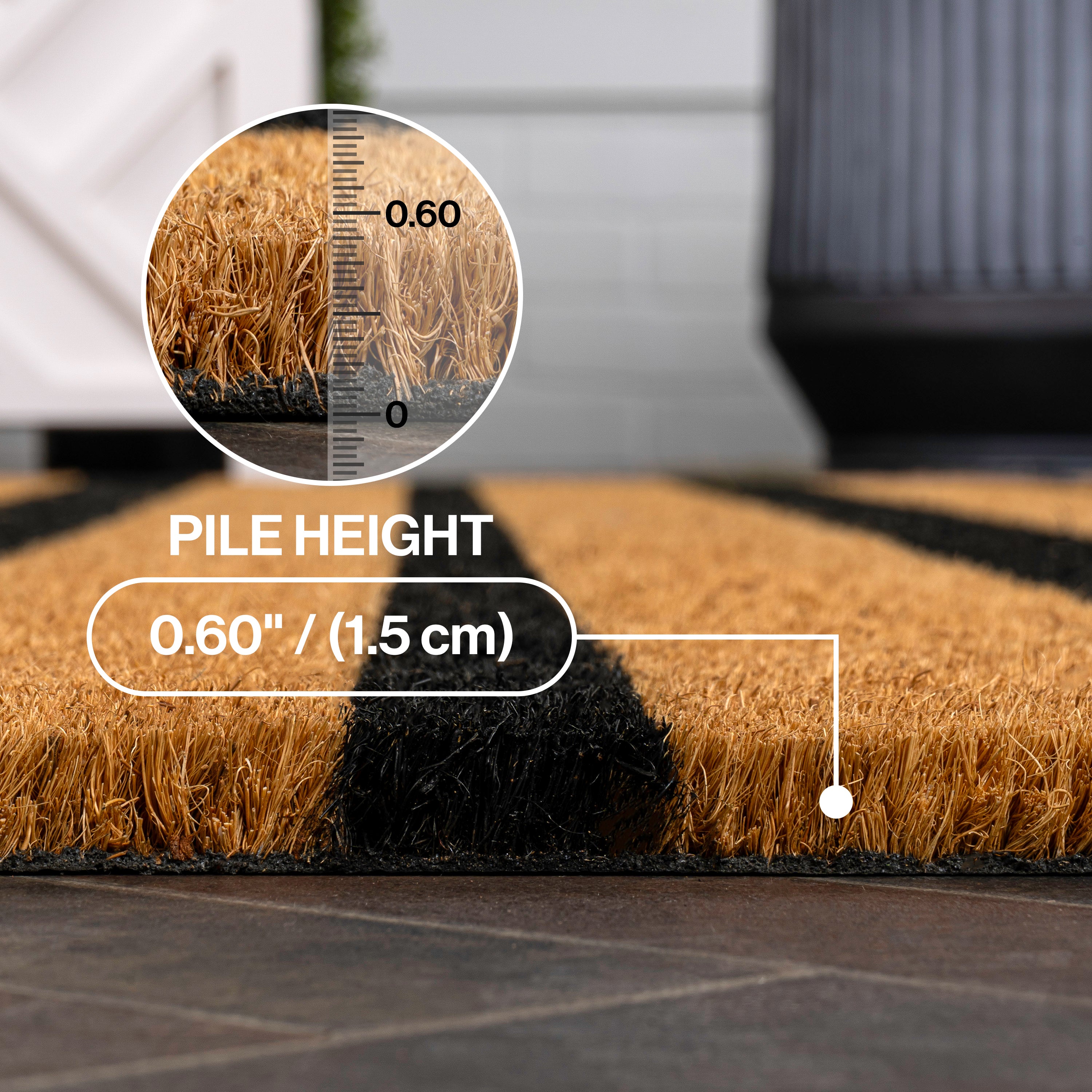 Hadley Modern Classic Ticking Stripe Coir Indoor/Outdoor Doormat