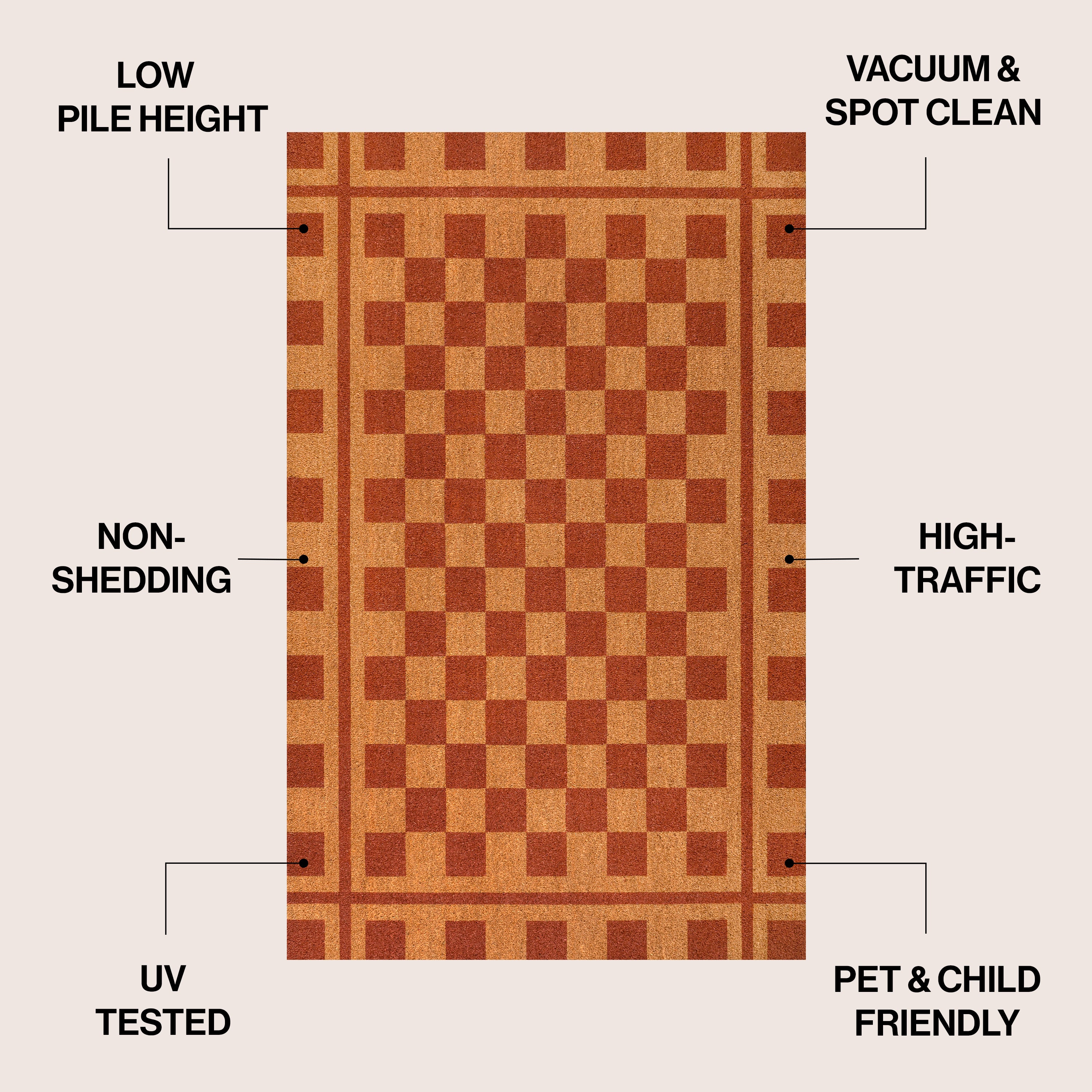 Harper Classic Farmhouse Checkerboard Coir Indoor/Outdoor Doormat