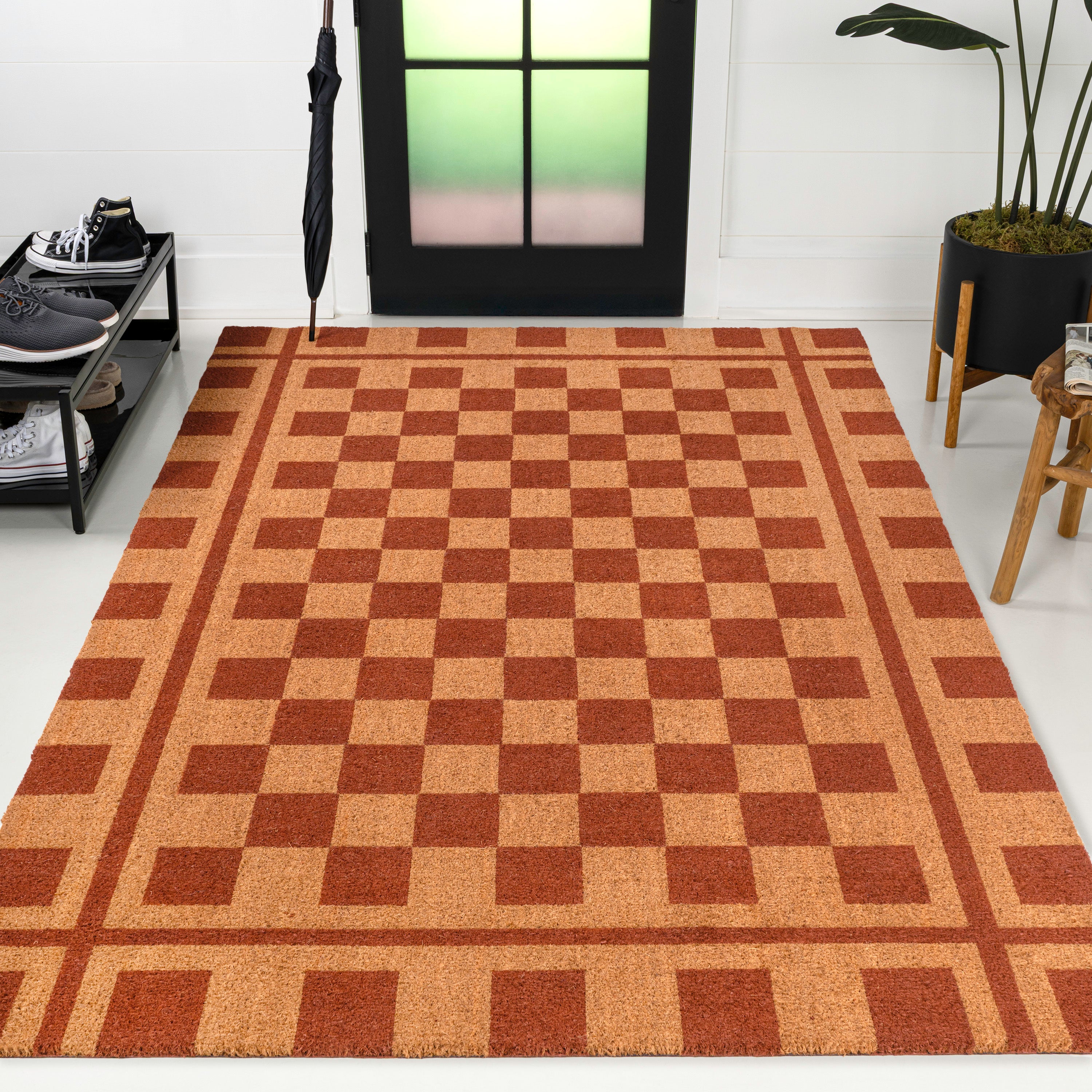 Harper Classic Farmhouse Checkerboard Coir Indoor/Outdoor Doormat