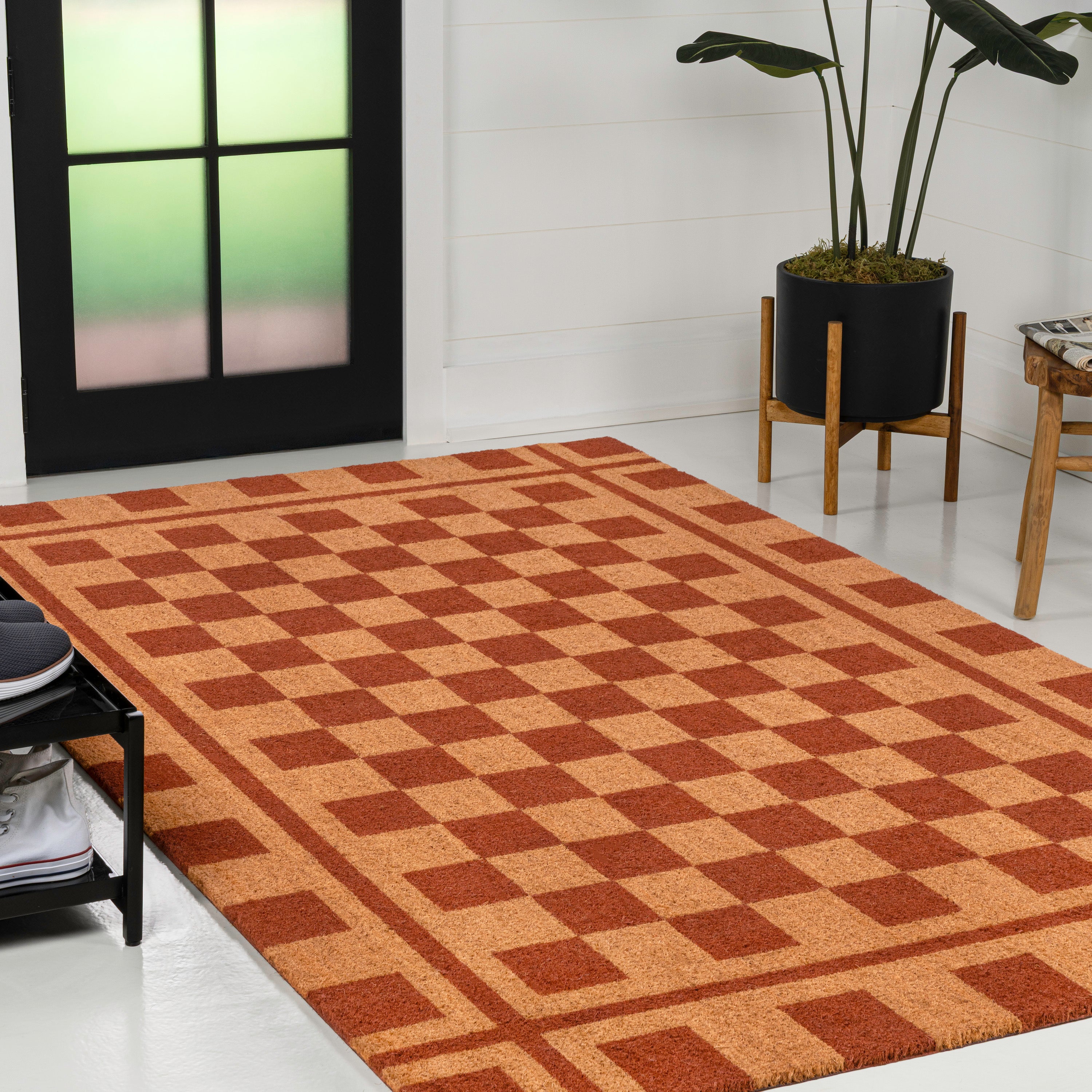 Harper Classic Farmhouse Checkerboard Coir Indoor/Outdoor Doormat