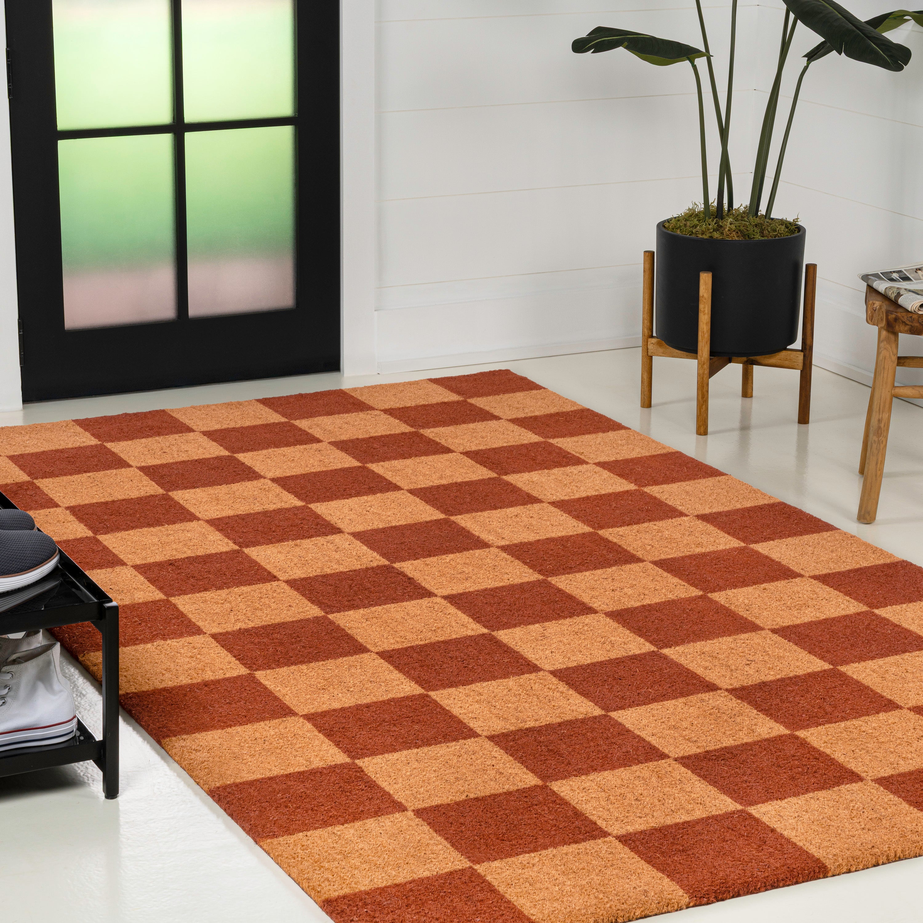 Porter Classic Farmhouse Checkered Coir Indoor/Outdoor Doormat