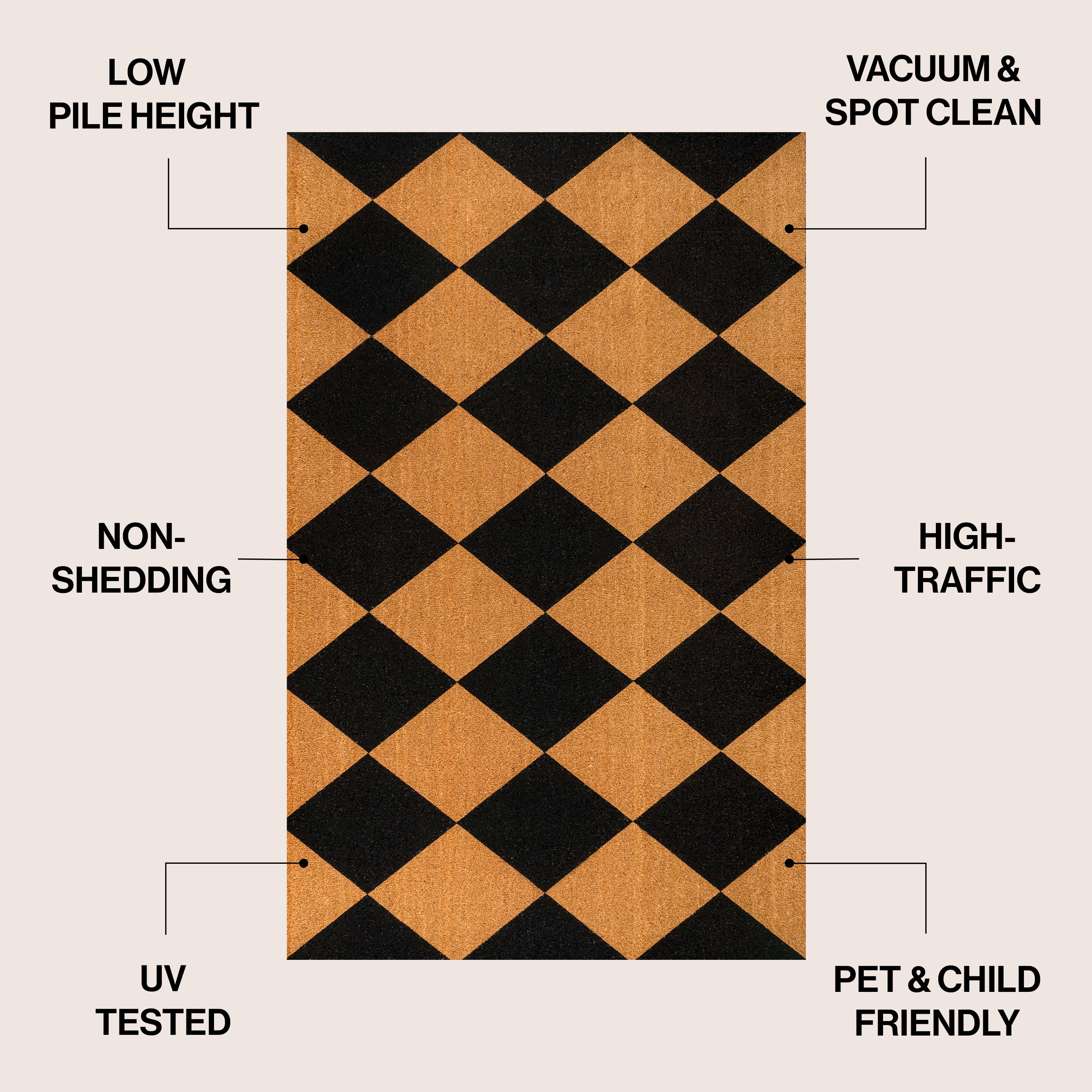 Paige Modern Classic Diamond-Patterned Coir Indoor/Outdoor Doormat