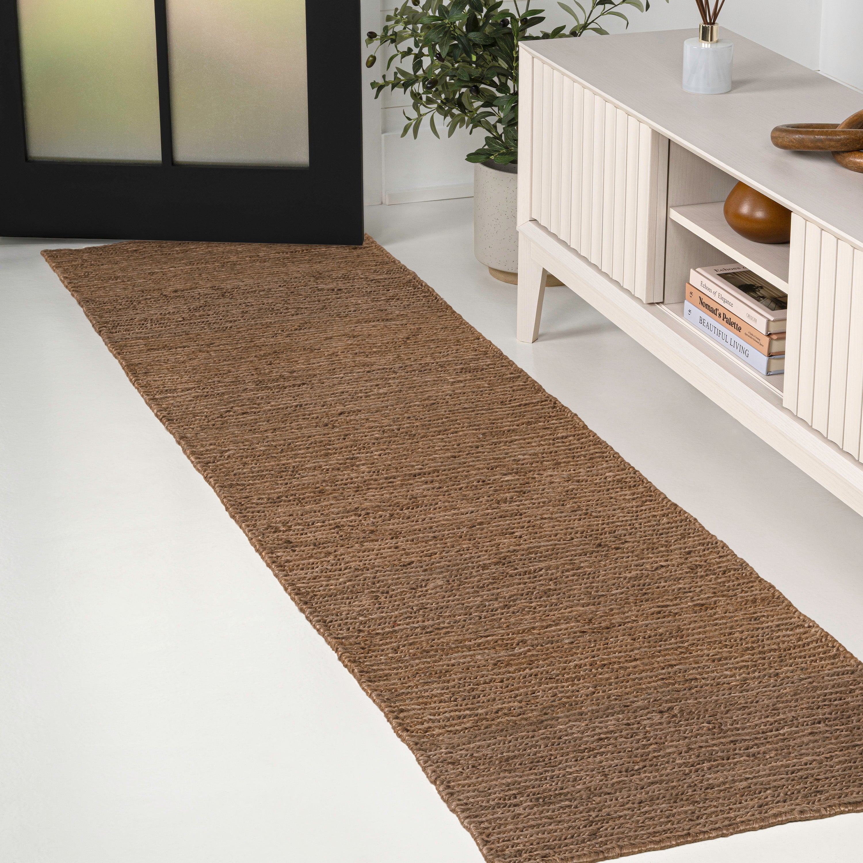 Griffin Rustic Farmhouse Woven Jute Solid Area Rug