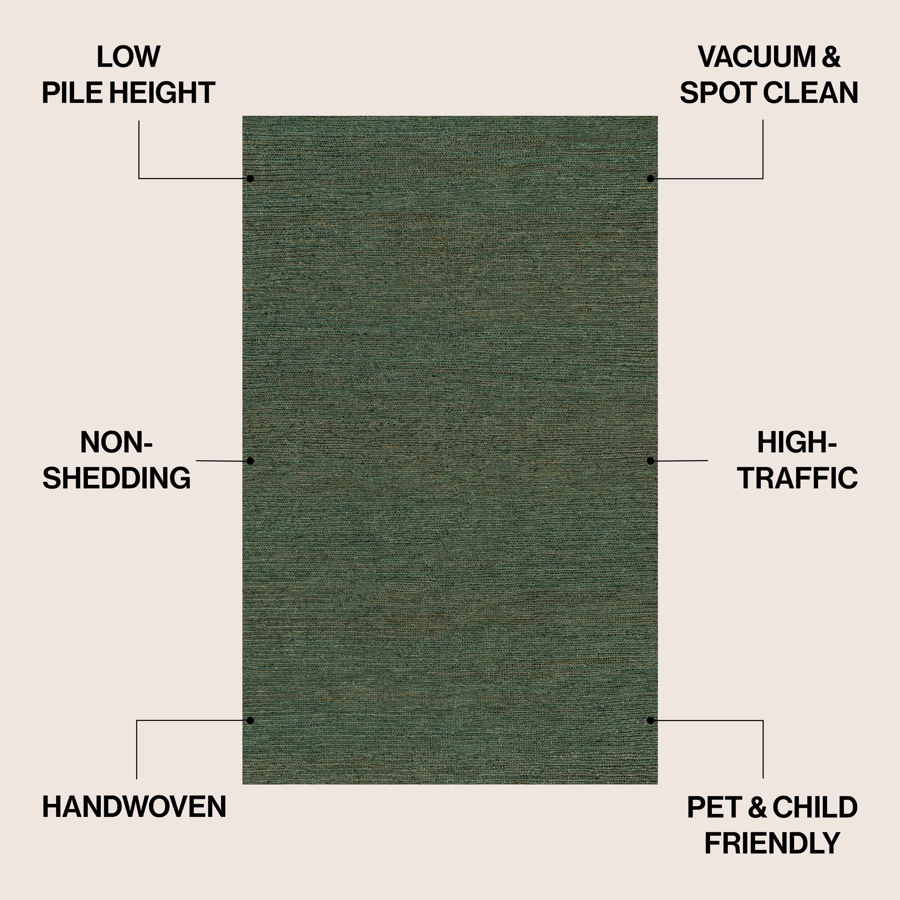 Griffin Rustic Farmhouse Woven Jute Solid Area Rug