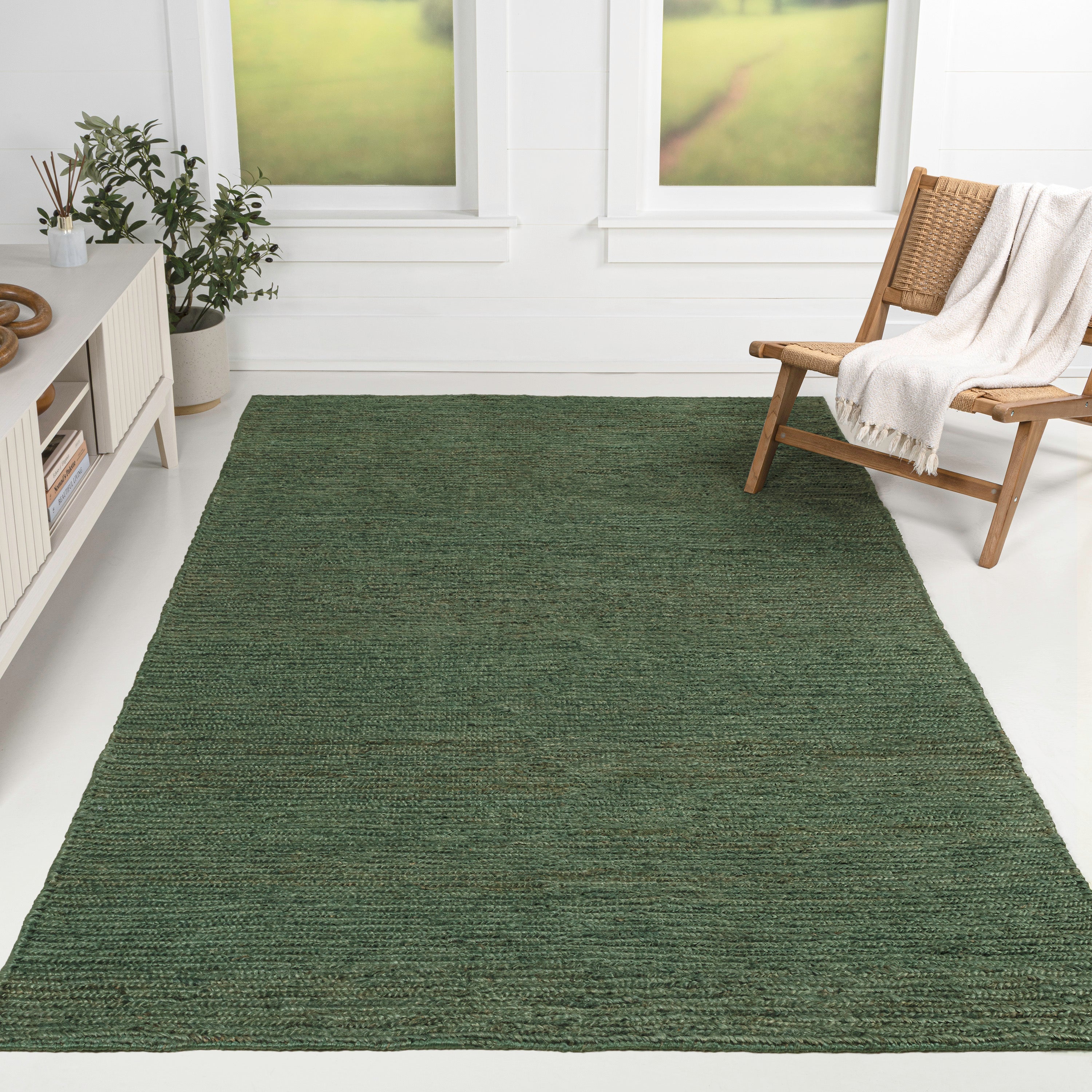 Griffin Rustic Farmhouse Woven Jute Solid Area Rug
