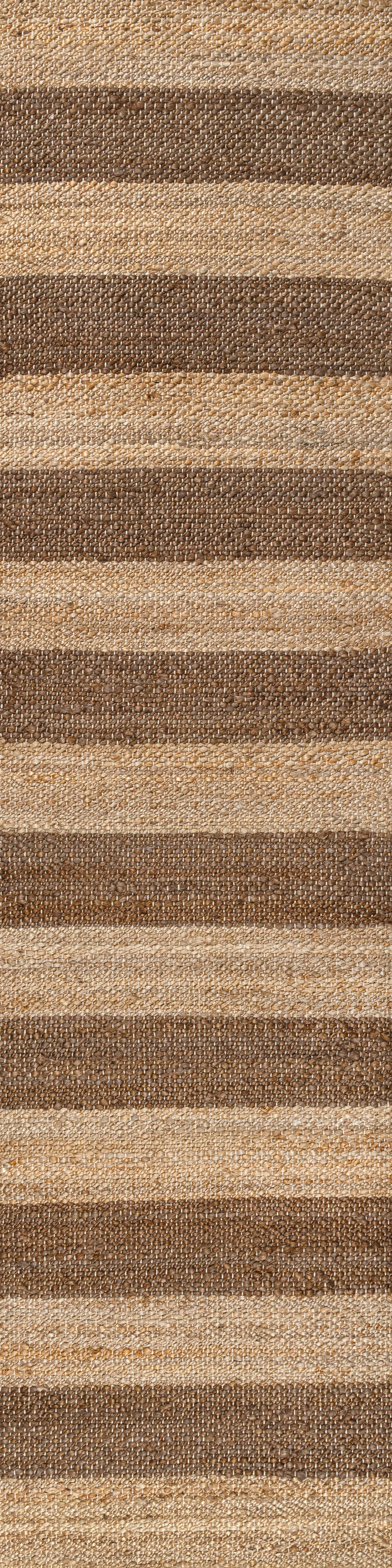 Jayden Rustic Farmhouse Woven Jute Stripe Area Rug