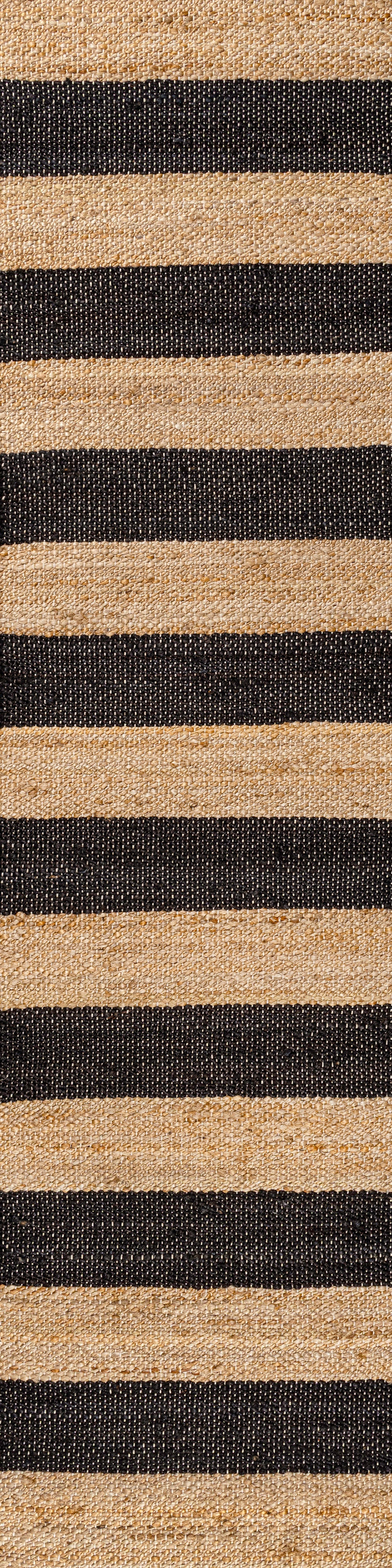 Jayden Rustic Farmhouse Woven Jute Stripe Area Rug