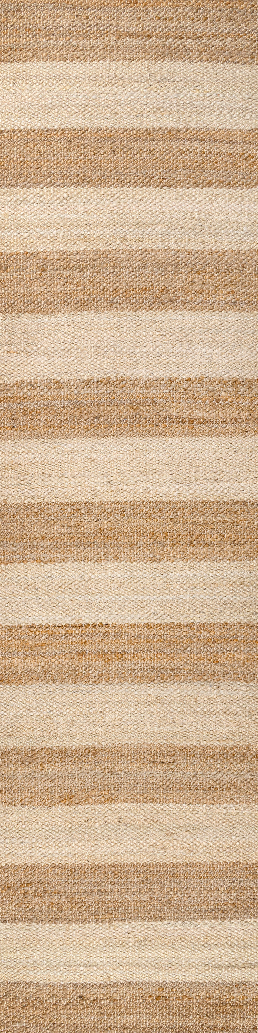 Jayden Rustic Farmhouse Woven Jute Stripe Area Rug