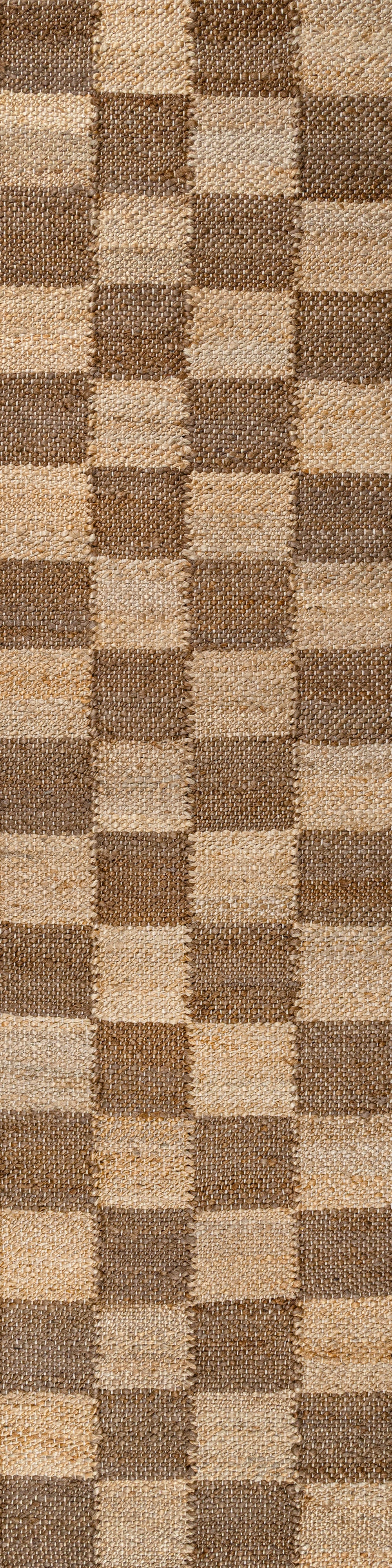Theo Modern Farmhouse Woven Jute Checkerboard Area Rug