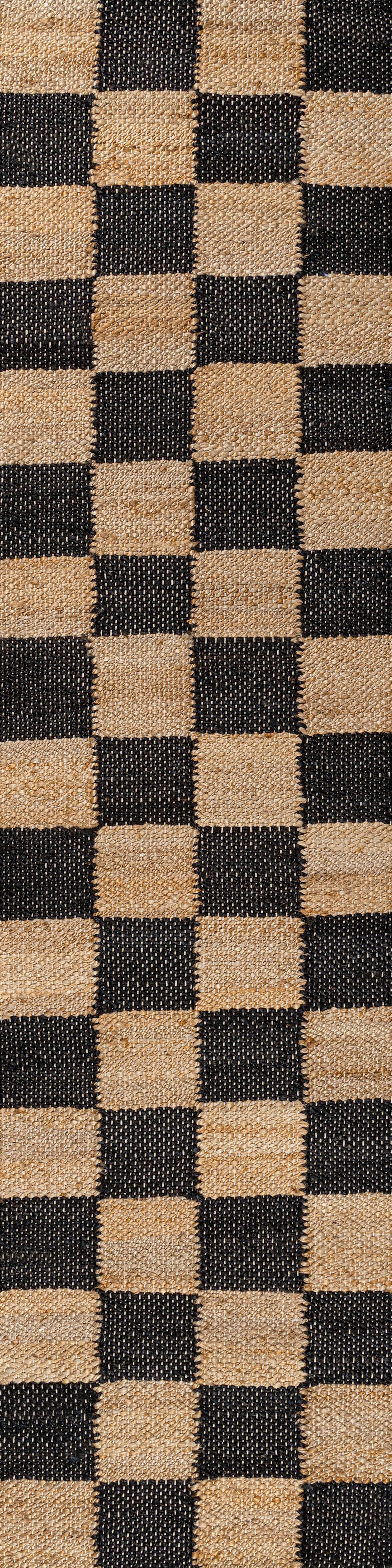 Theo Modern Farmhouse Woven Jute Checkerboard Area Rug