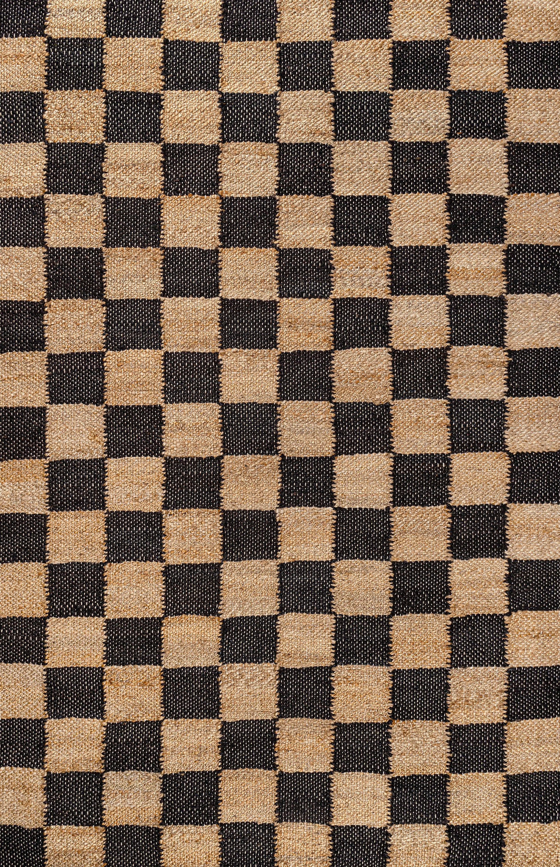 Theo Modern Farmhouse Woven Jute Checkerboard Area Rug