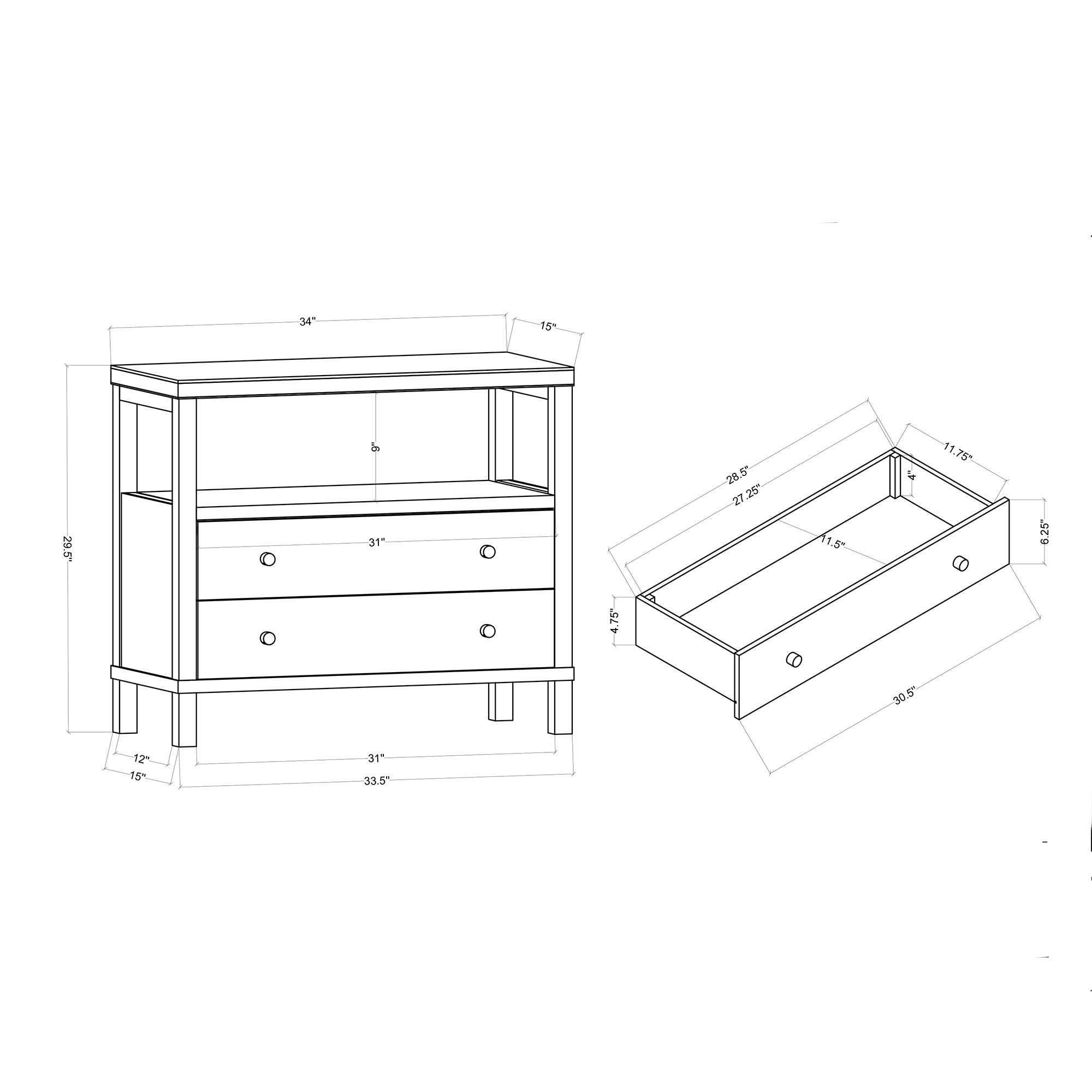 Gemma 2 Drawer Nightstand