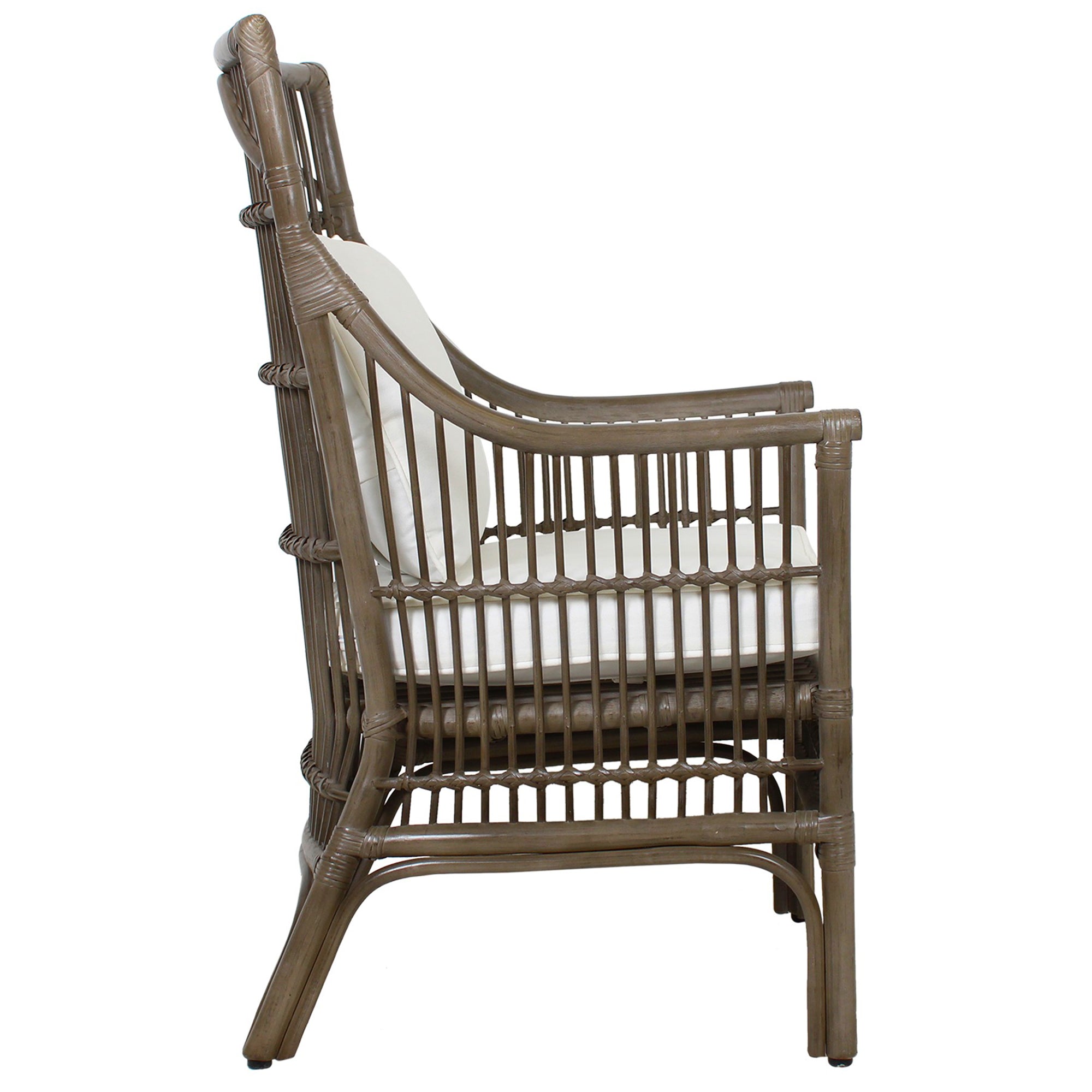 Rattan Slat Back Dining Arm Chair Dark Brown