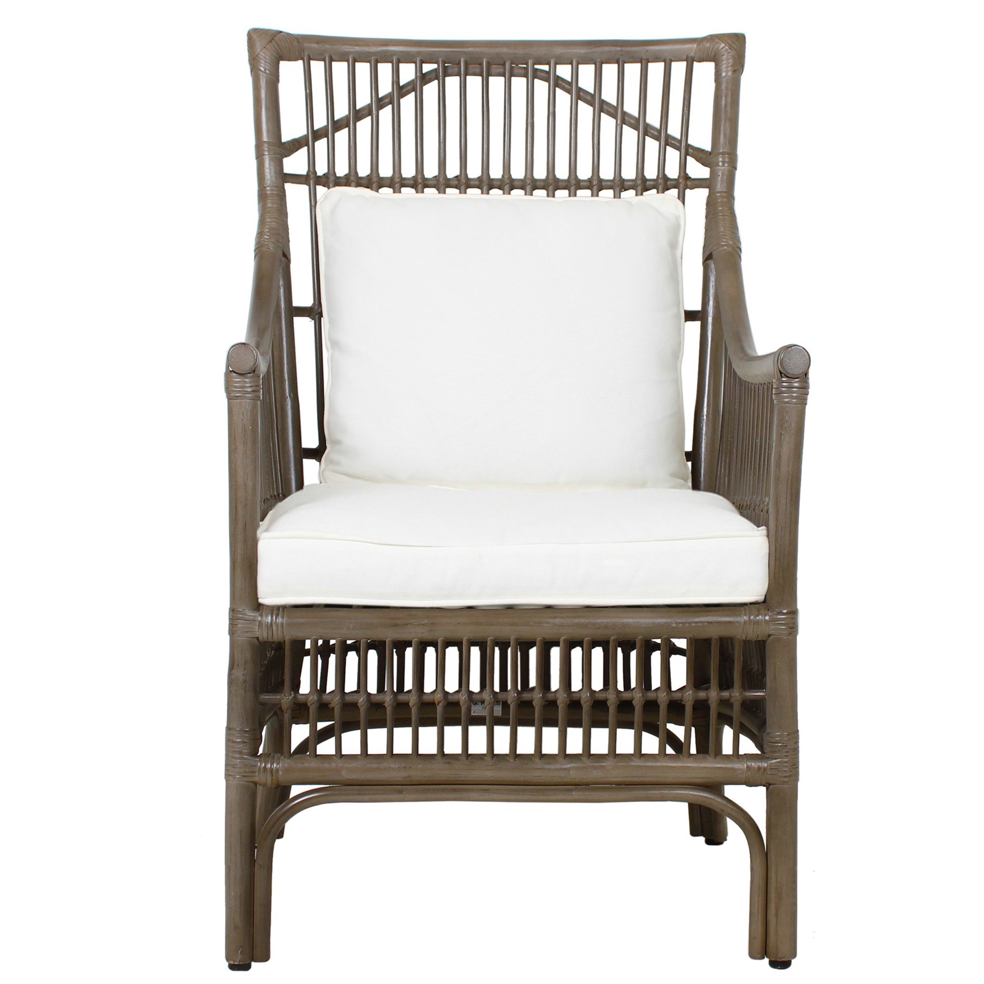 Rattan Slat Back Dining Arm Chair Dark Brown