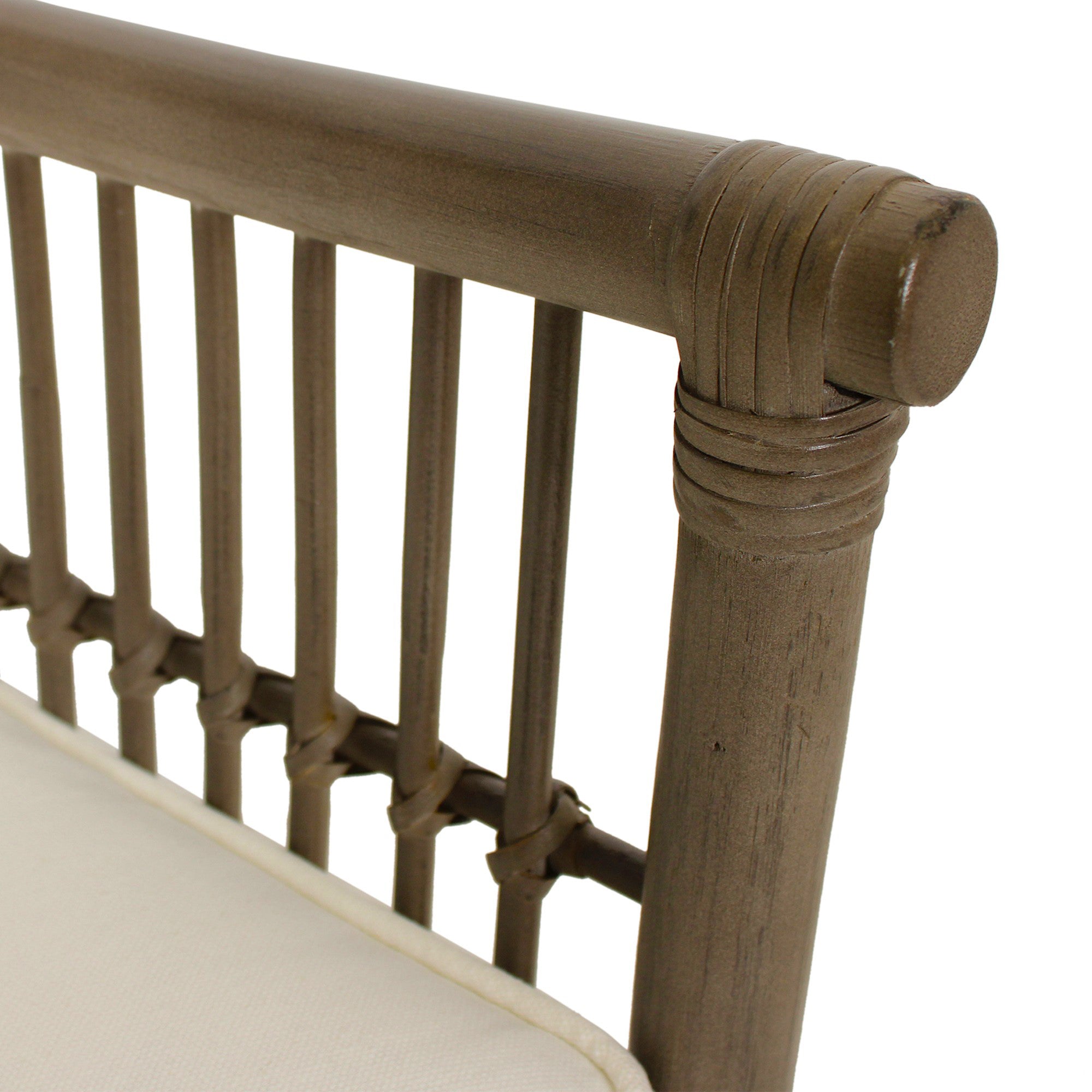 Rattan Slat Back Dining Arm Chair Dark Brown