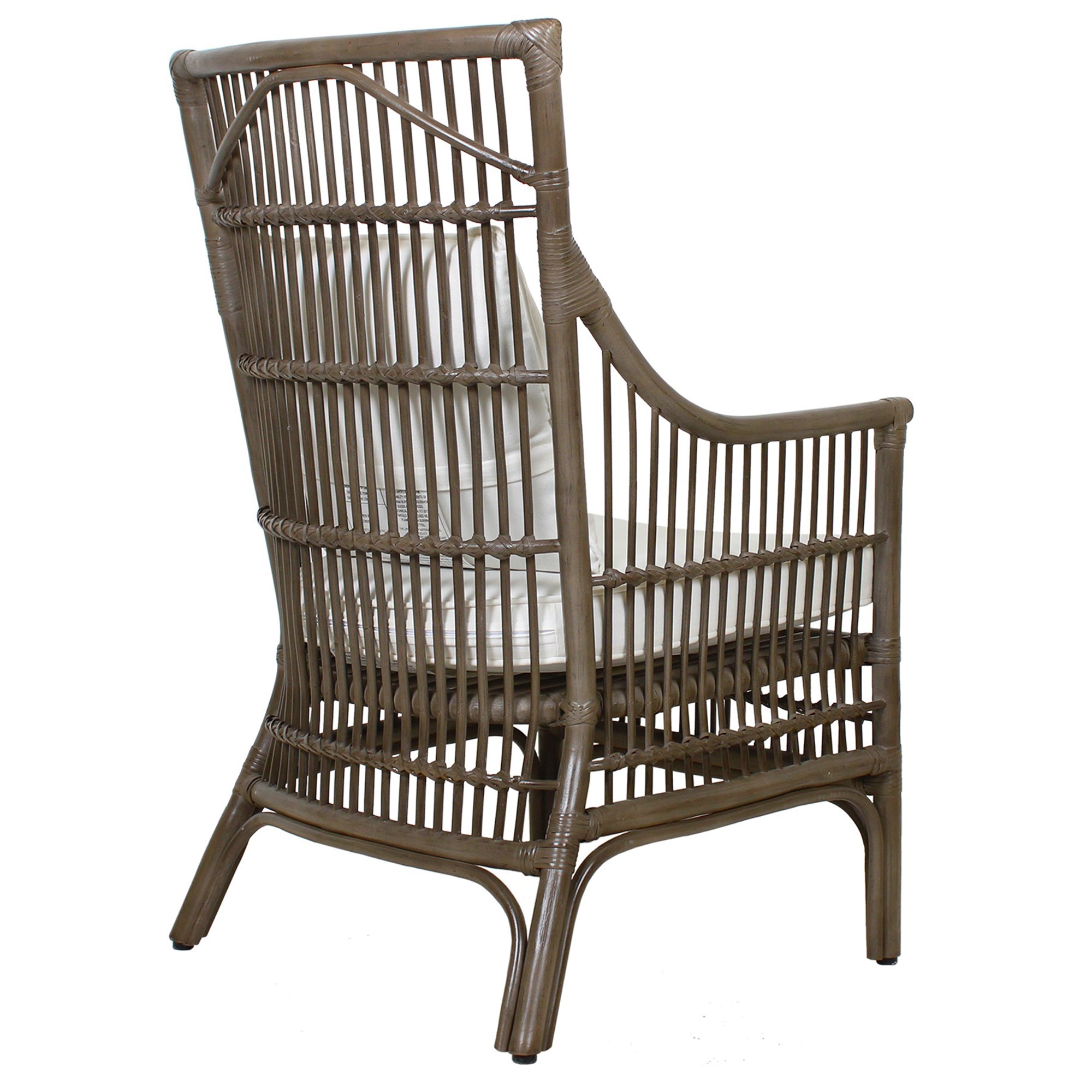 Rattan Slat Back Dining Arm Chair Dark Brown
