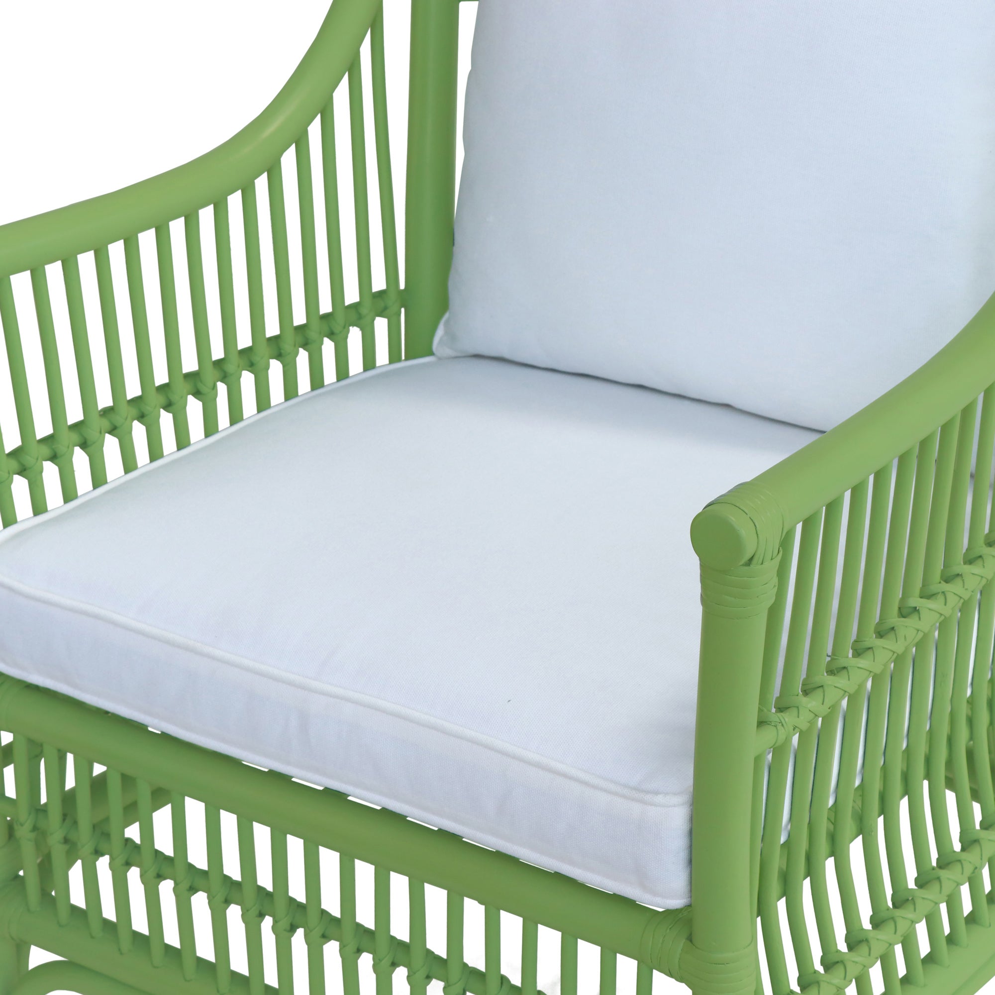 Rattan Slat Back Dining Arm Chair Green