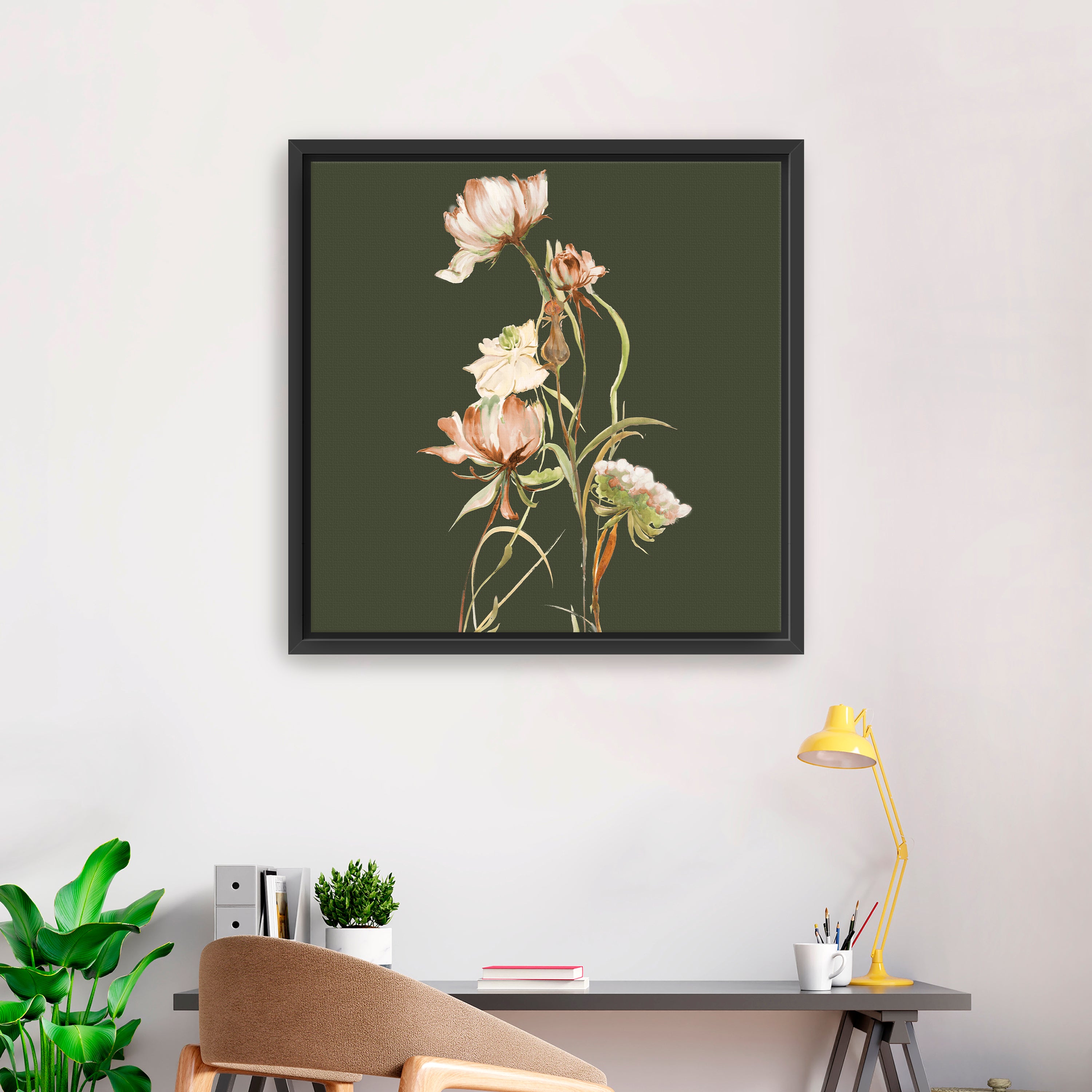 Cottage Blooms On Green Canvas Giclee