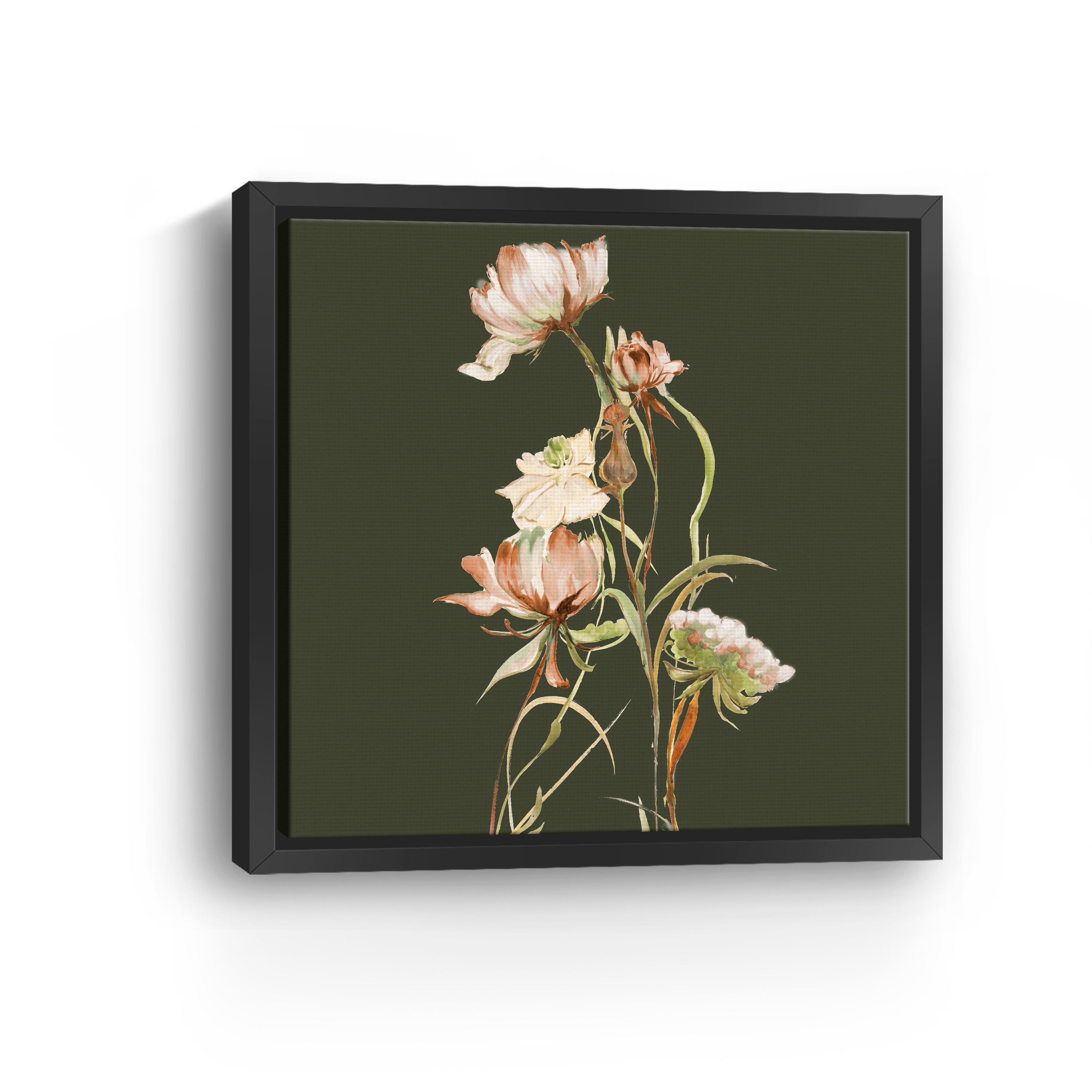 Cottage Blooms On Green Canvas Giclee