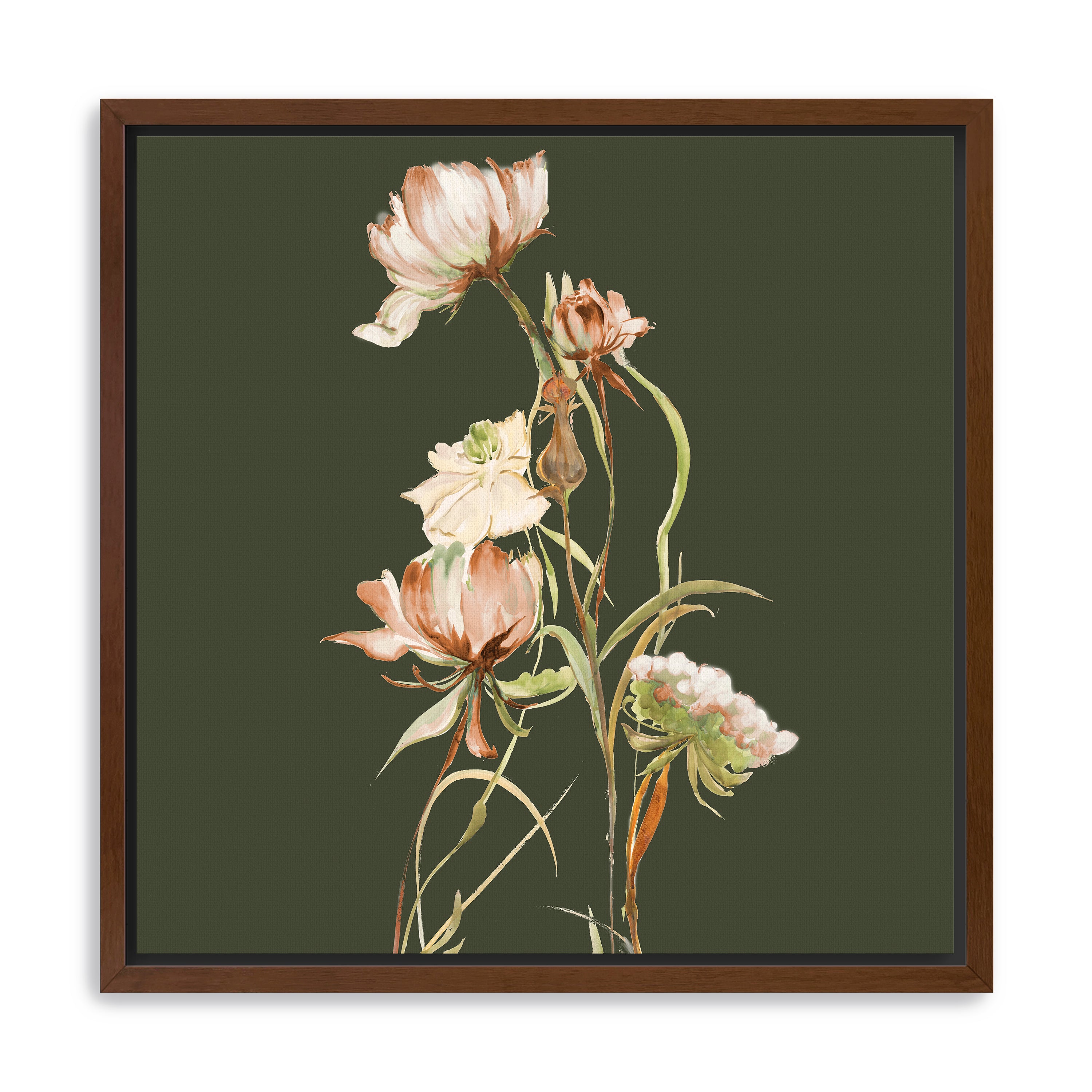 Cottage Blooms On Green Canvas Giclee