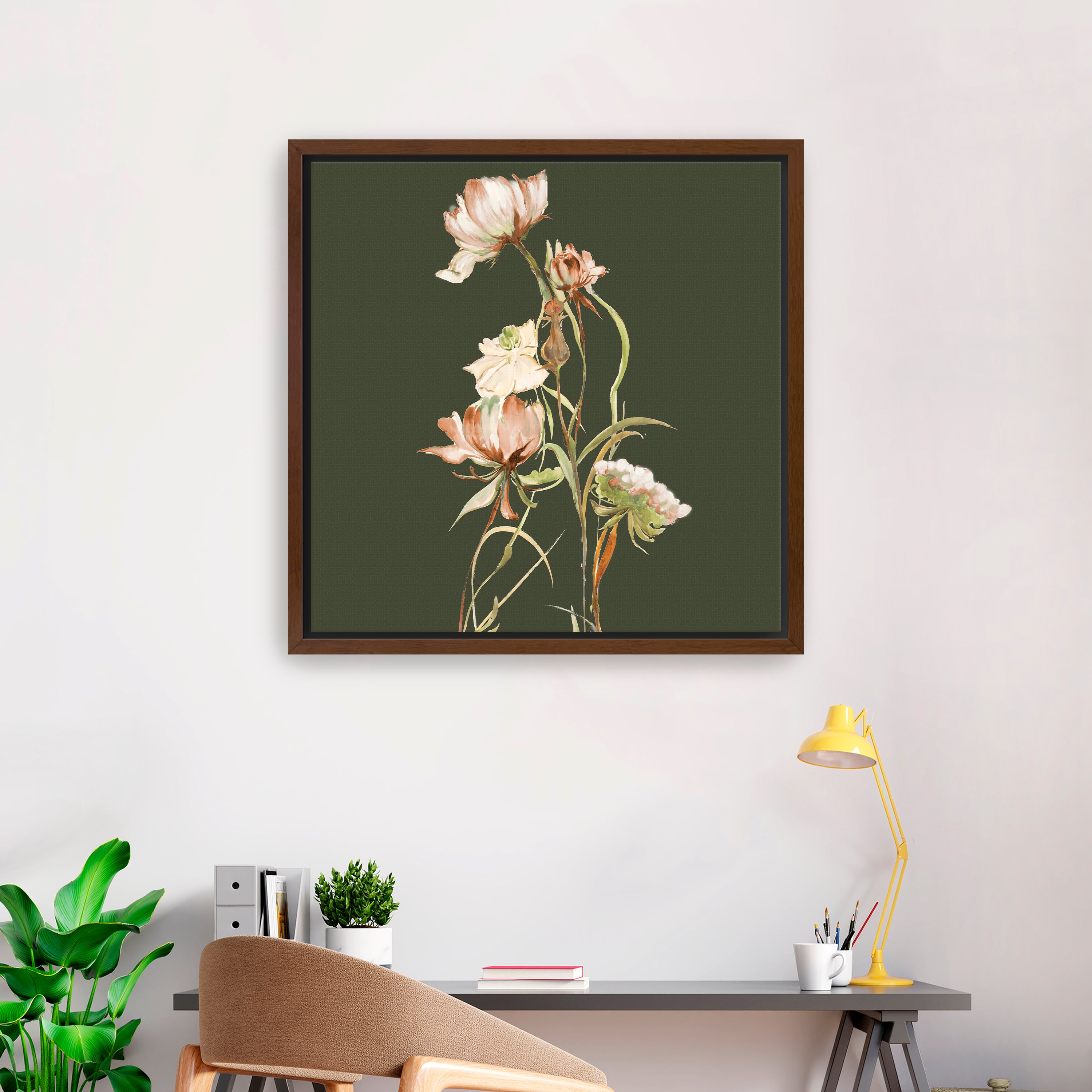 Cottage Blooms On Green Canvas Giclee
