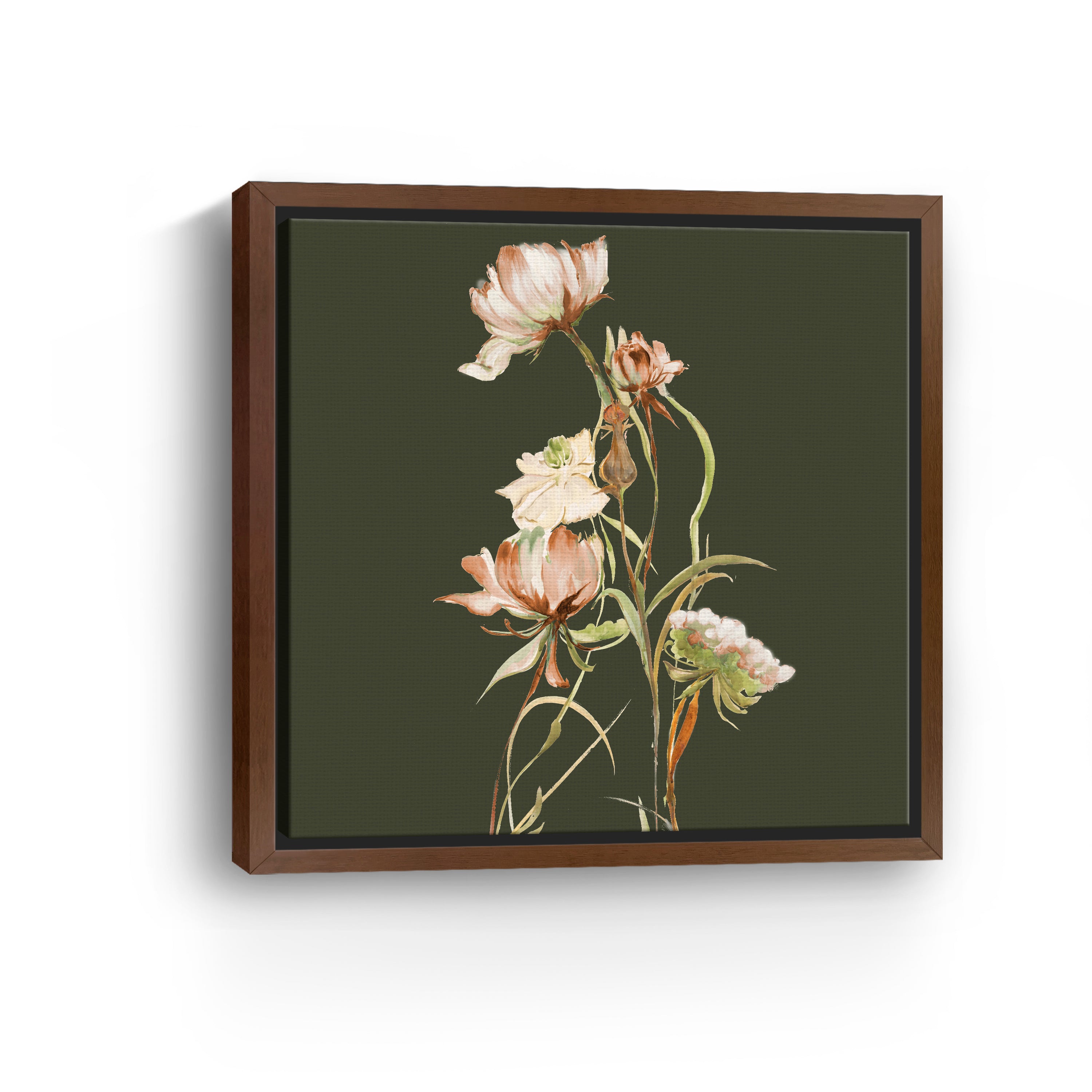 Cottage Blooms On Green Canvas Giclee