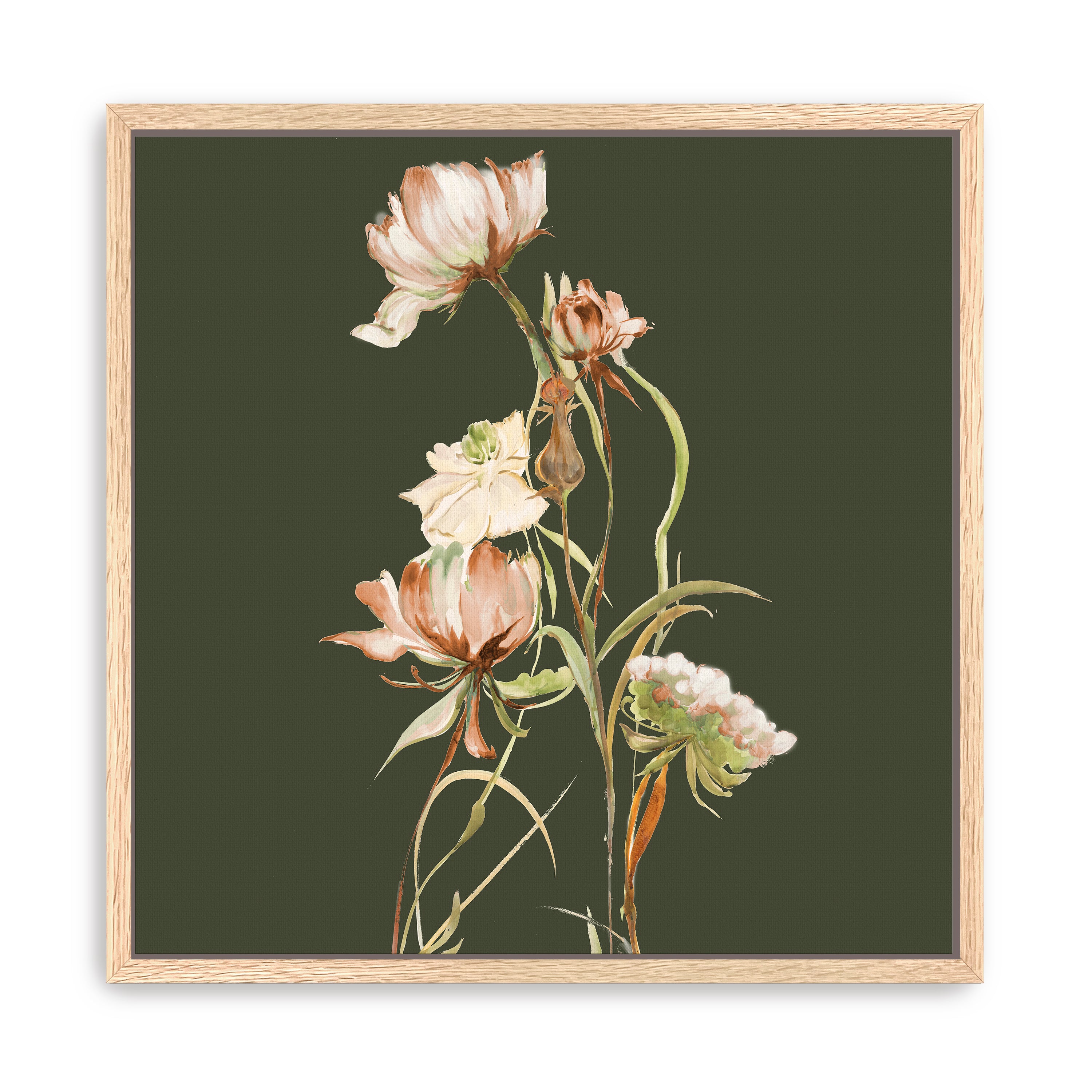 Cottage Blooms On Green Canvas Giclee