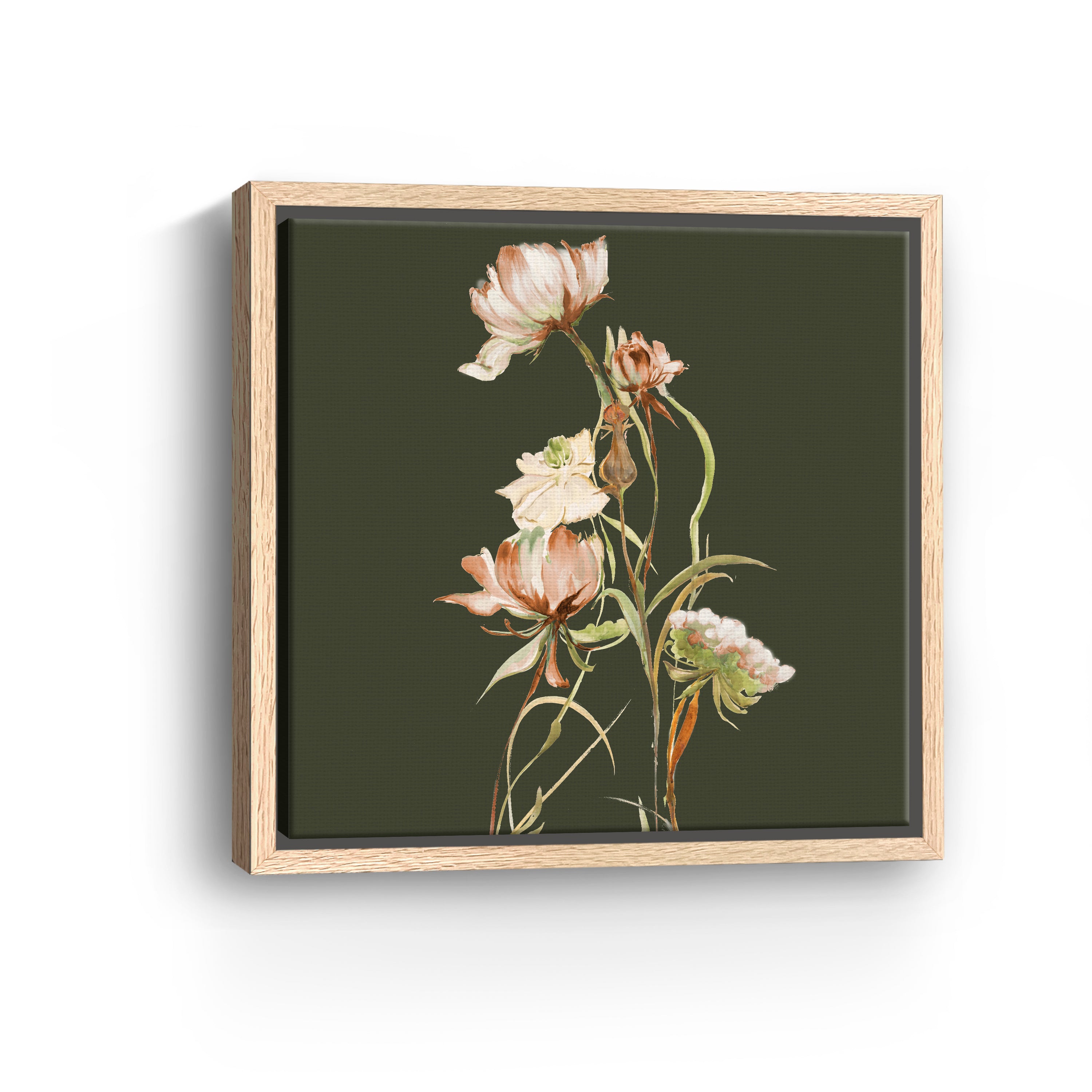 Cottage Blooms On Green Canvas Giclee