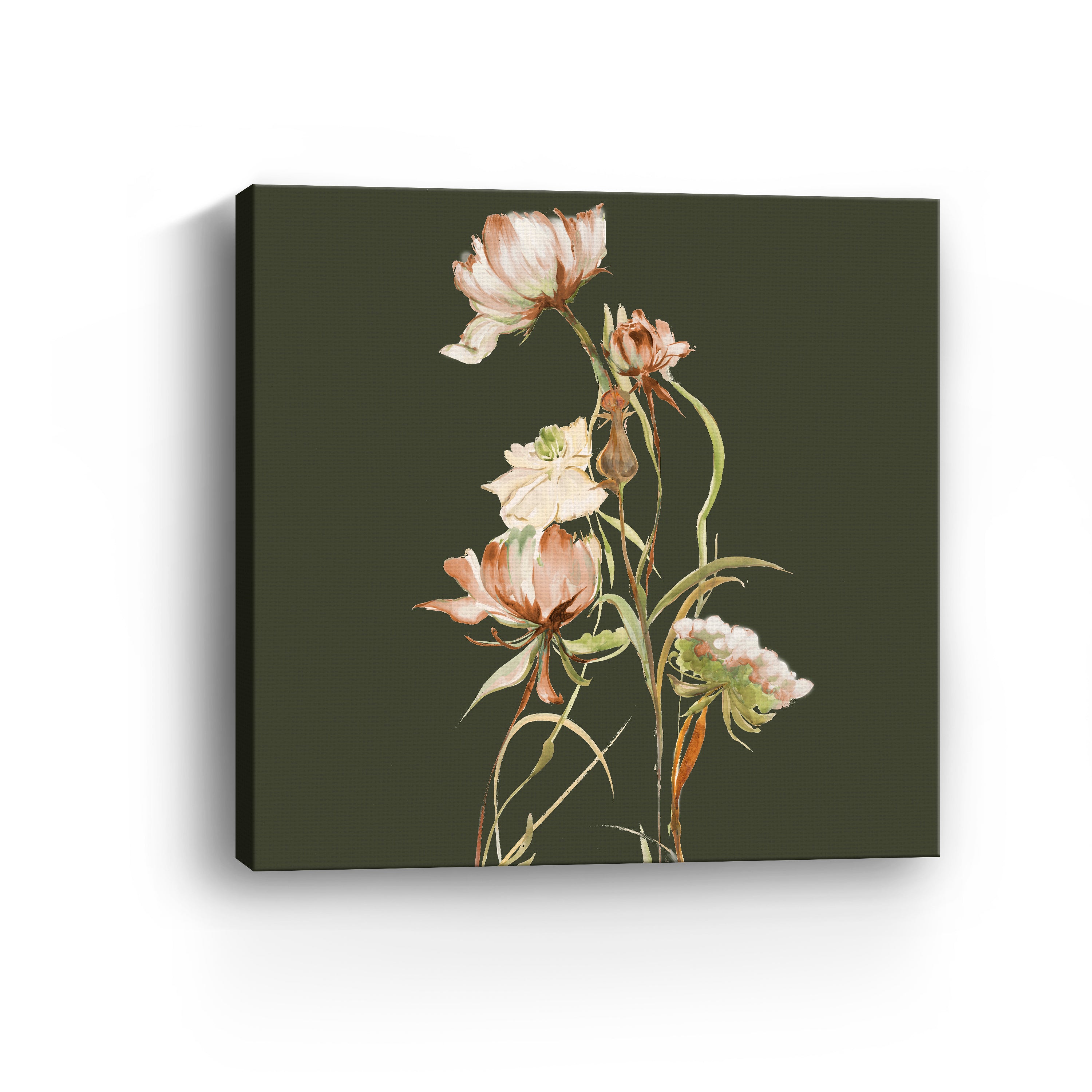 Cottage Blooms On Green Canvas Giclee