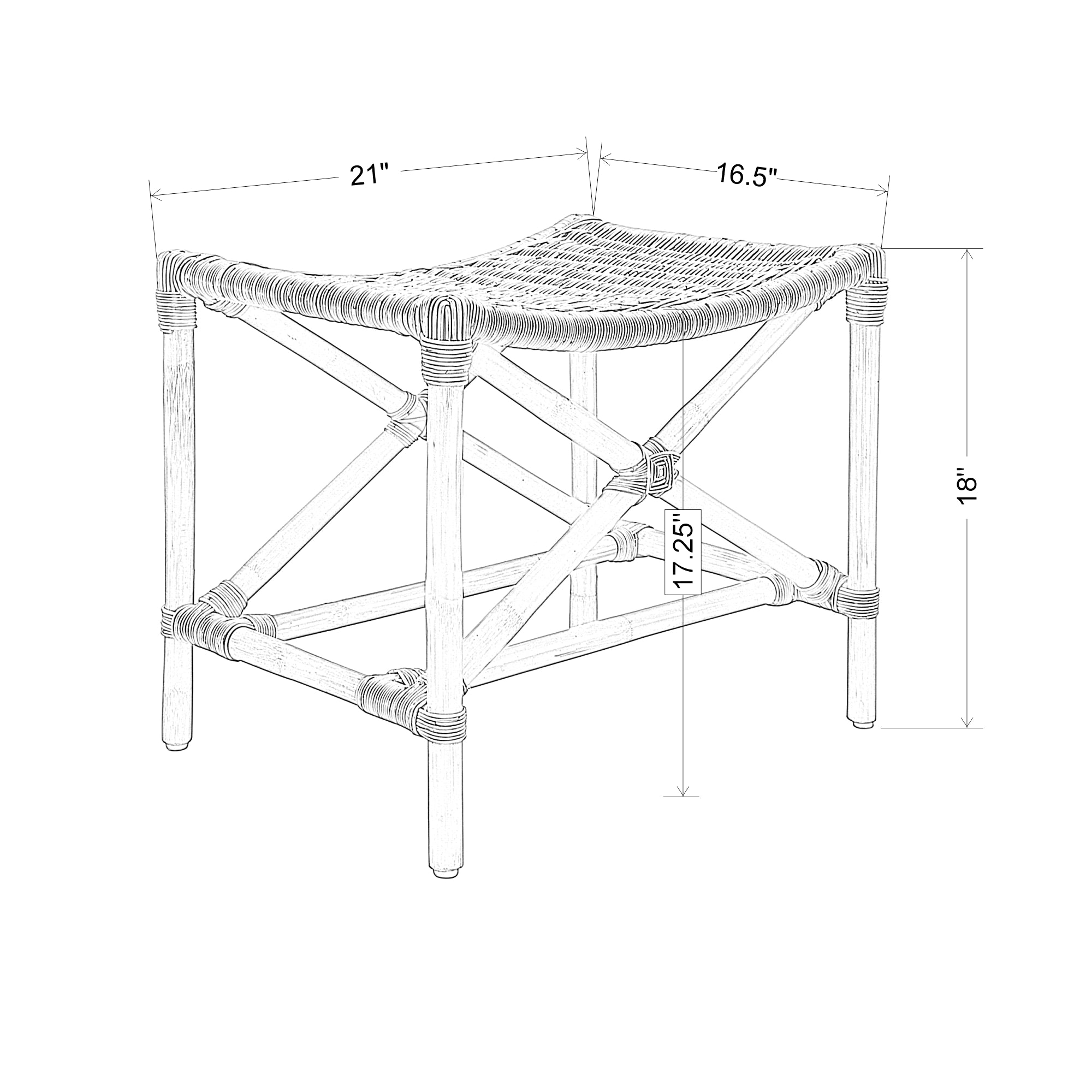 Rattan Woven Director Stool