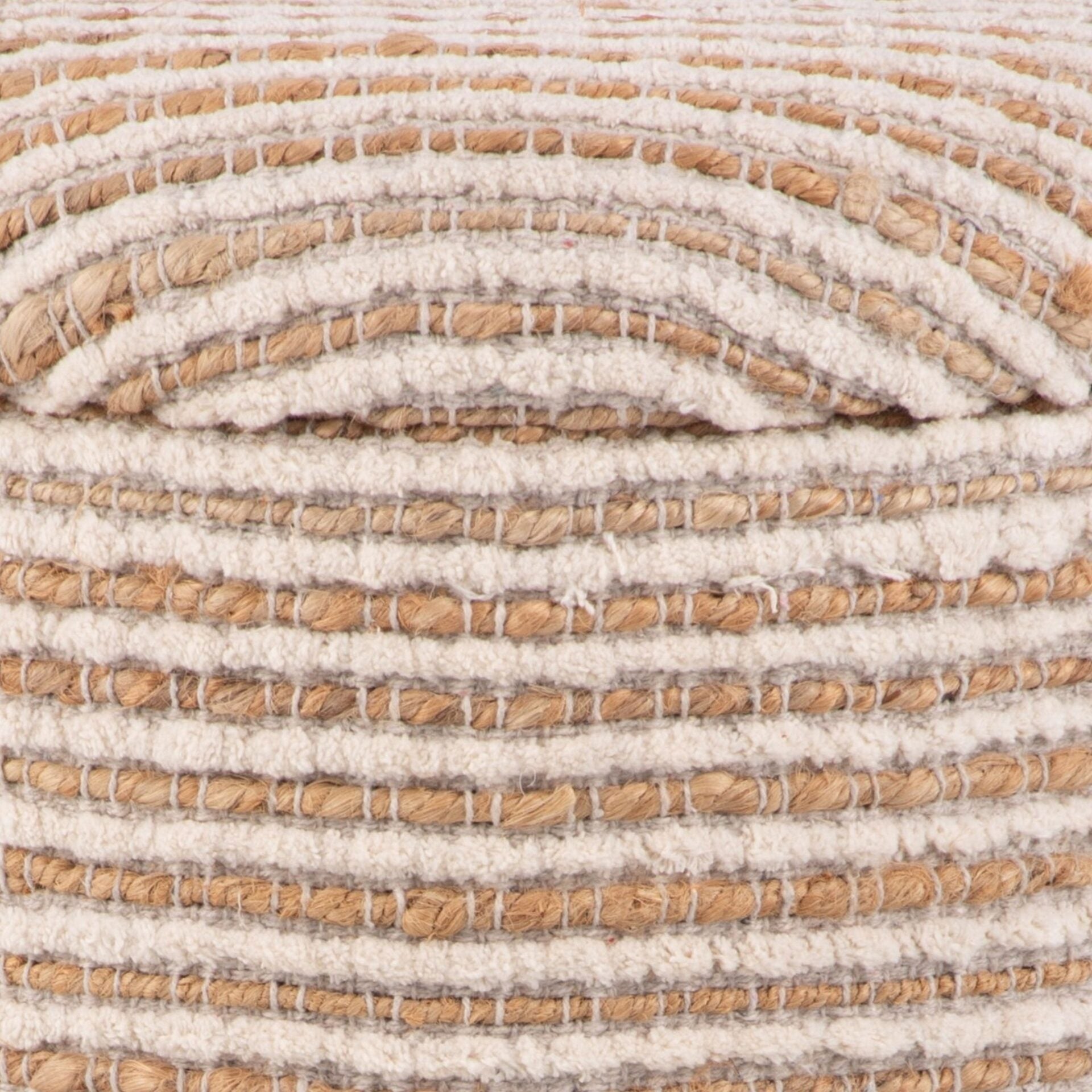 Natural Stripe Handwoven Fabric Storage Ottoman