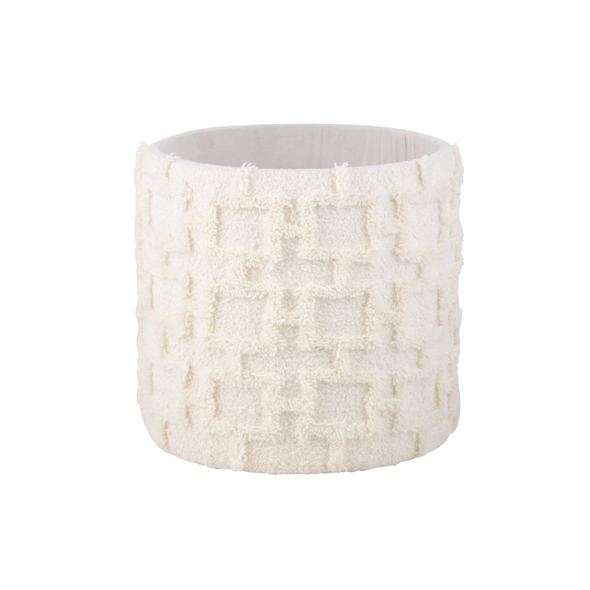 Ecru Square Handwoven Fabric Storage Ottoman