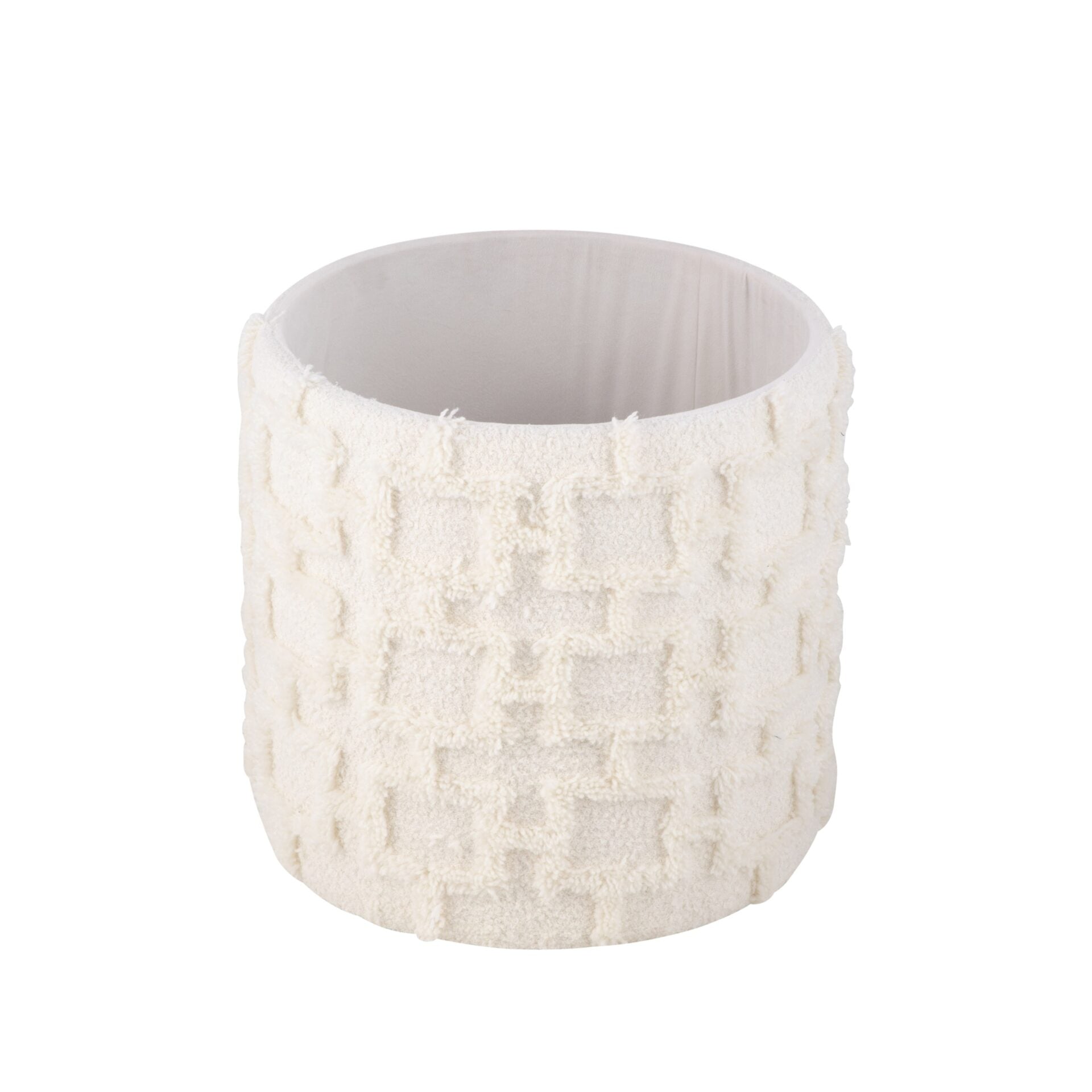 Ecru Square Handwoven Fabric Storage Ottoman