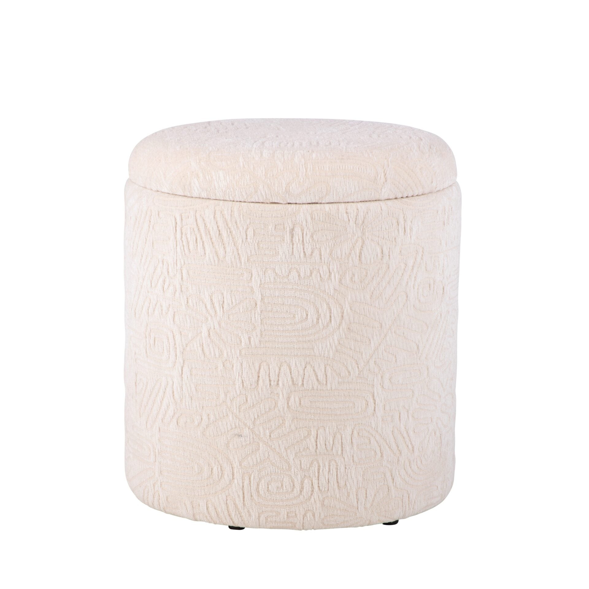 Ivory Symbol Handwoven Fabric Storage Ottoman