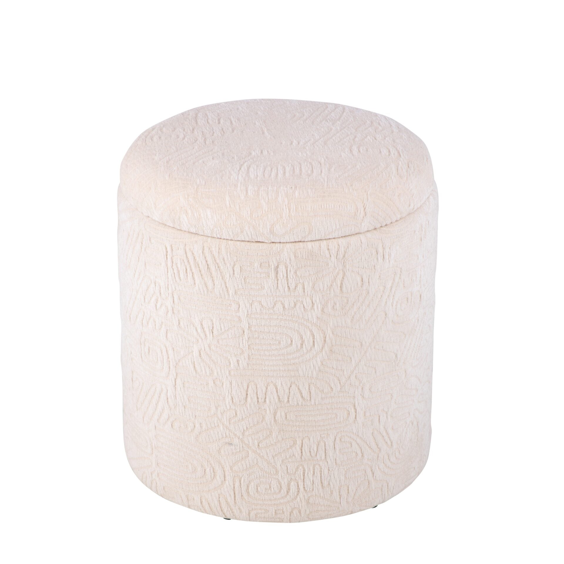 Ivory Symbol Handwoven Fabric Storage Ottoman