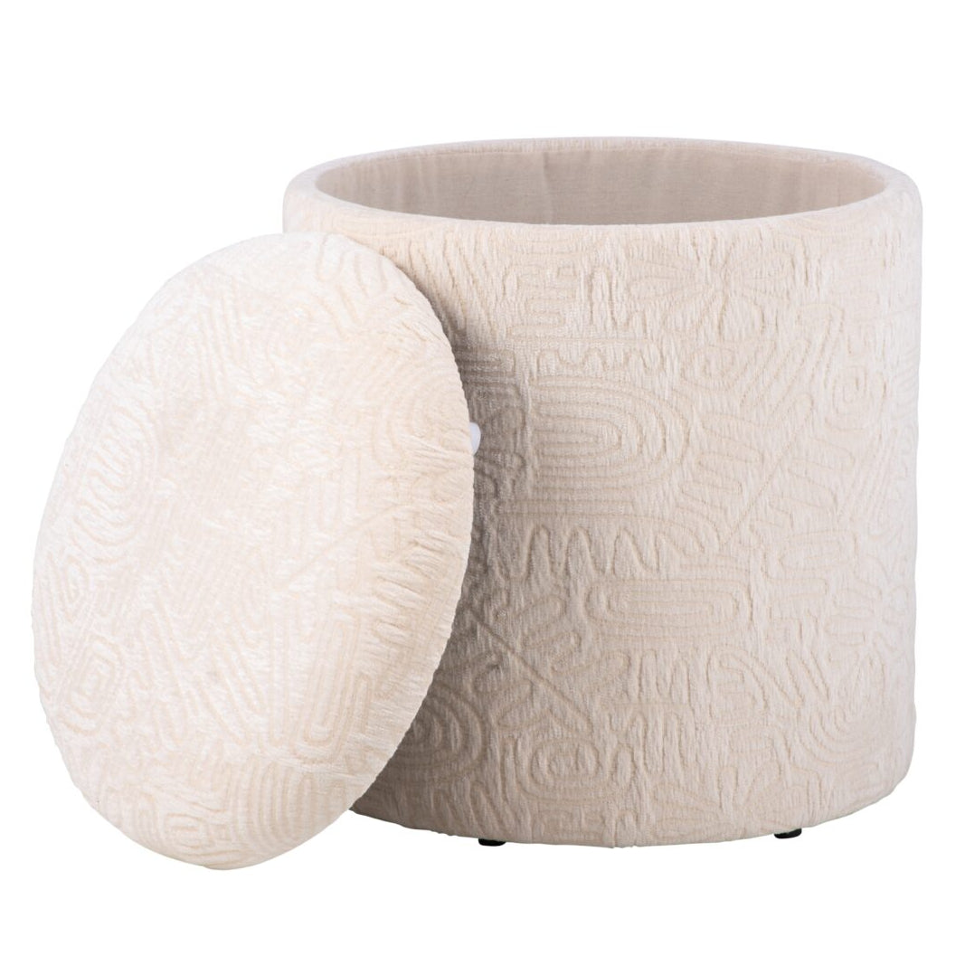 Ivory Symbol Handwoven Fabric Storage Ottoman