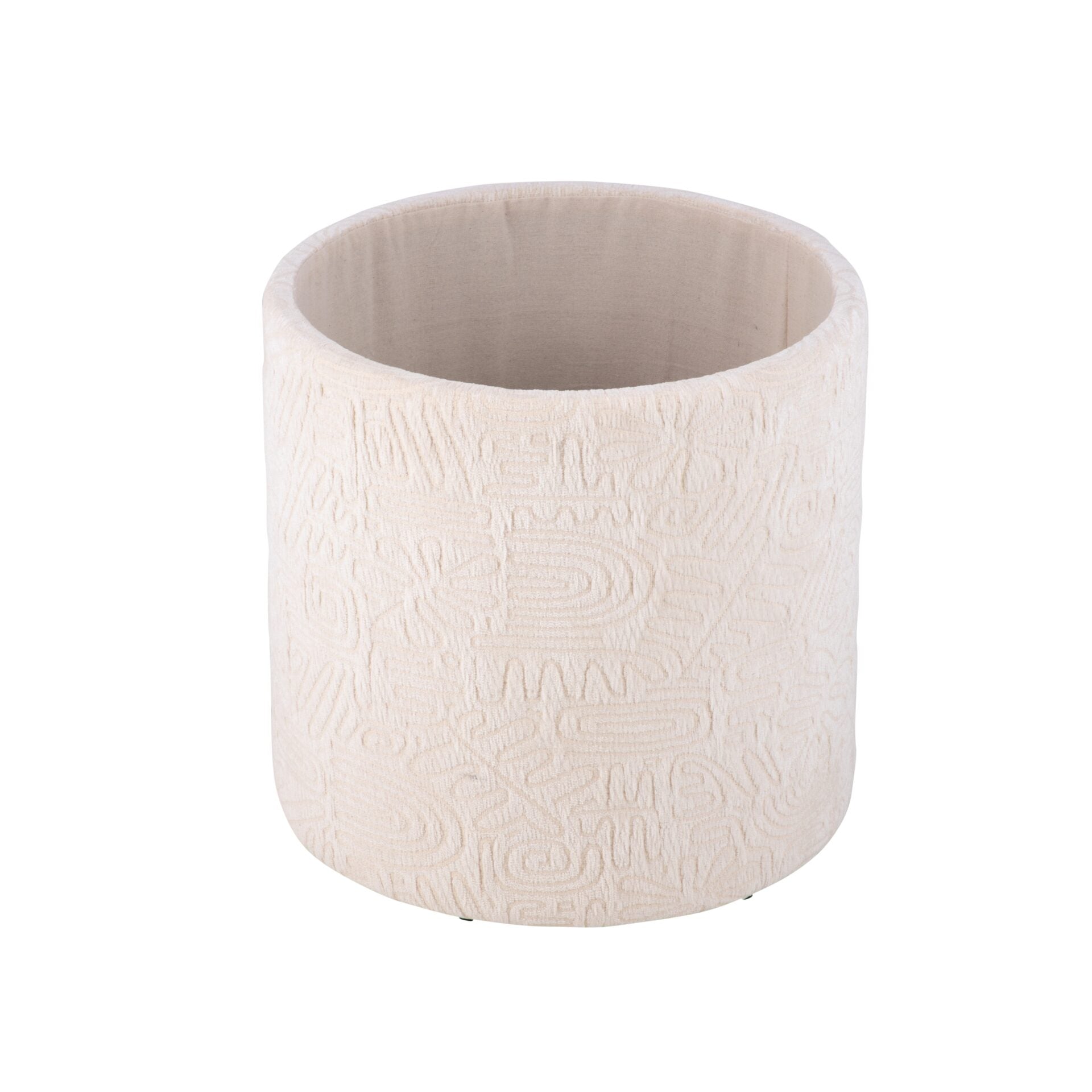 Ivory Symbol Handwoven Fabric Storage Ottoman