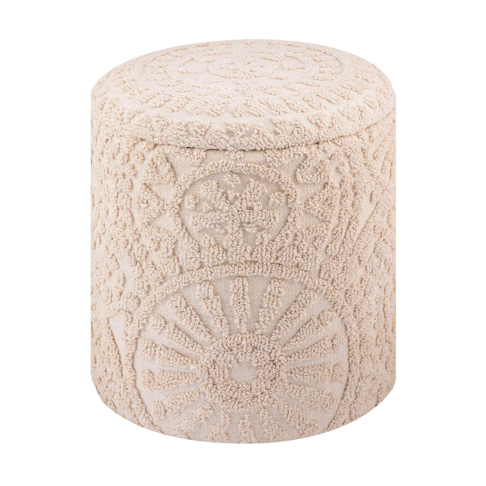 Ecru Sun Handwoven Fabric Storage Ottoman