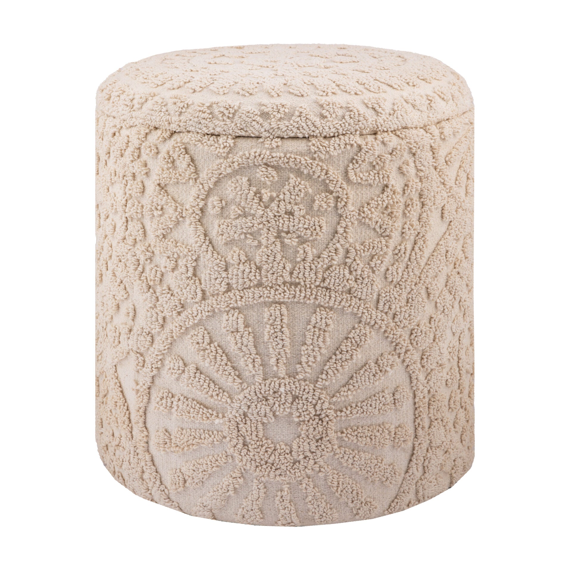 Ecru Sun Handwoven Fabric Storage Ottoman
