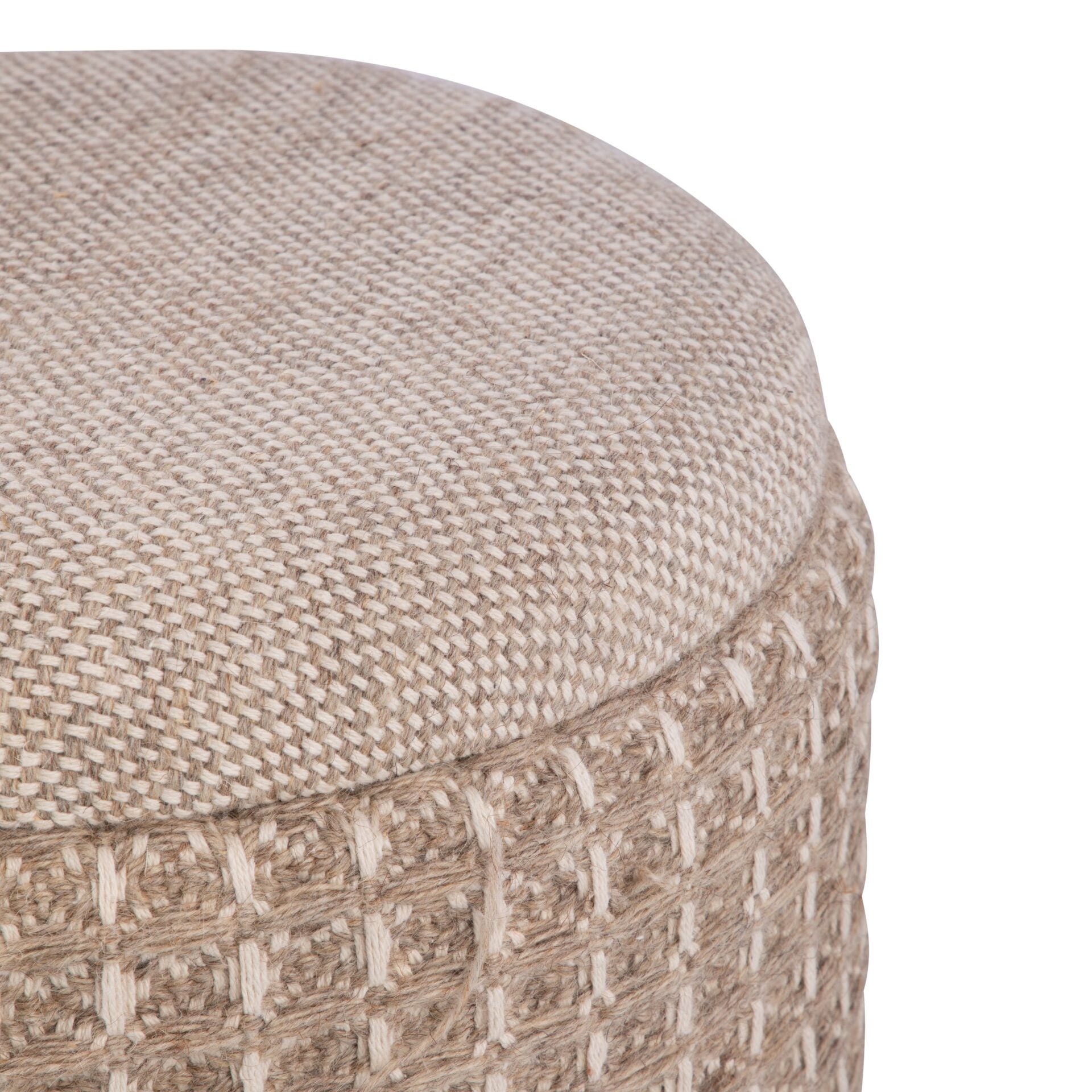 Taupe Waffle Handwoven Fabric Storage Ottoman