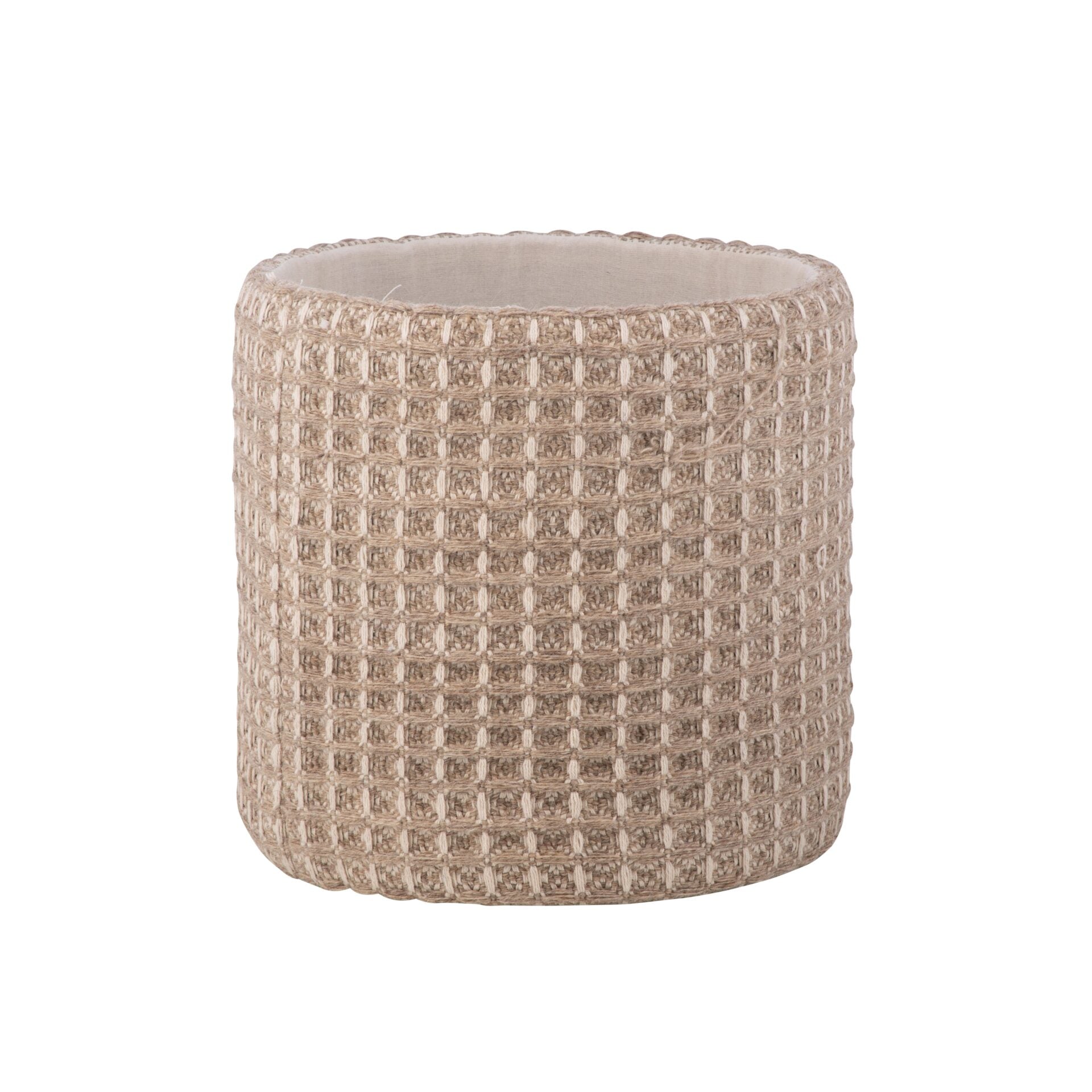 Taupe Waffle Handwoven Fabric Storage Ottoman