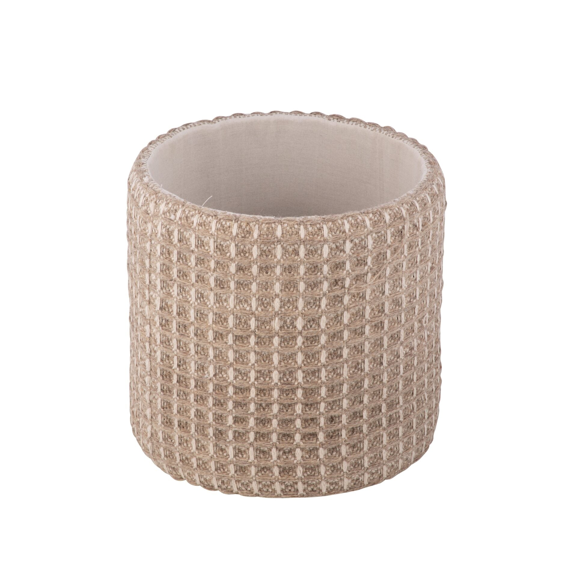 Taupe Waffle Handwoven Fabric Storage Ottoman