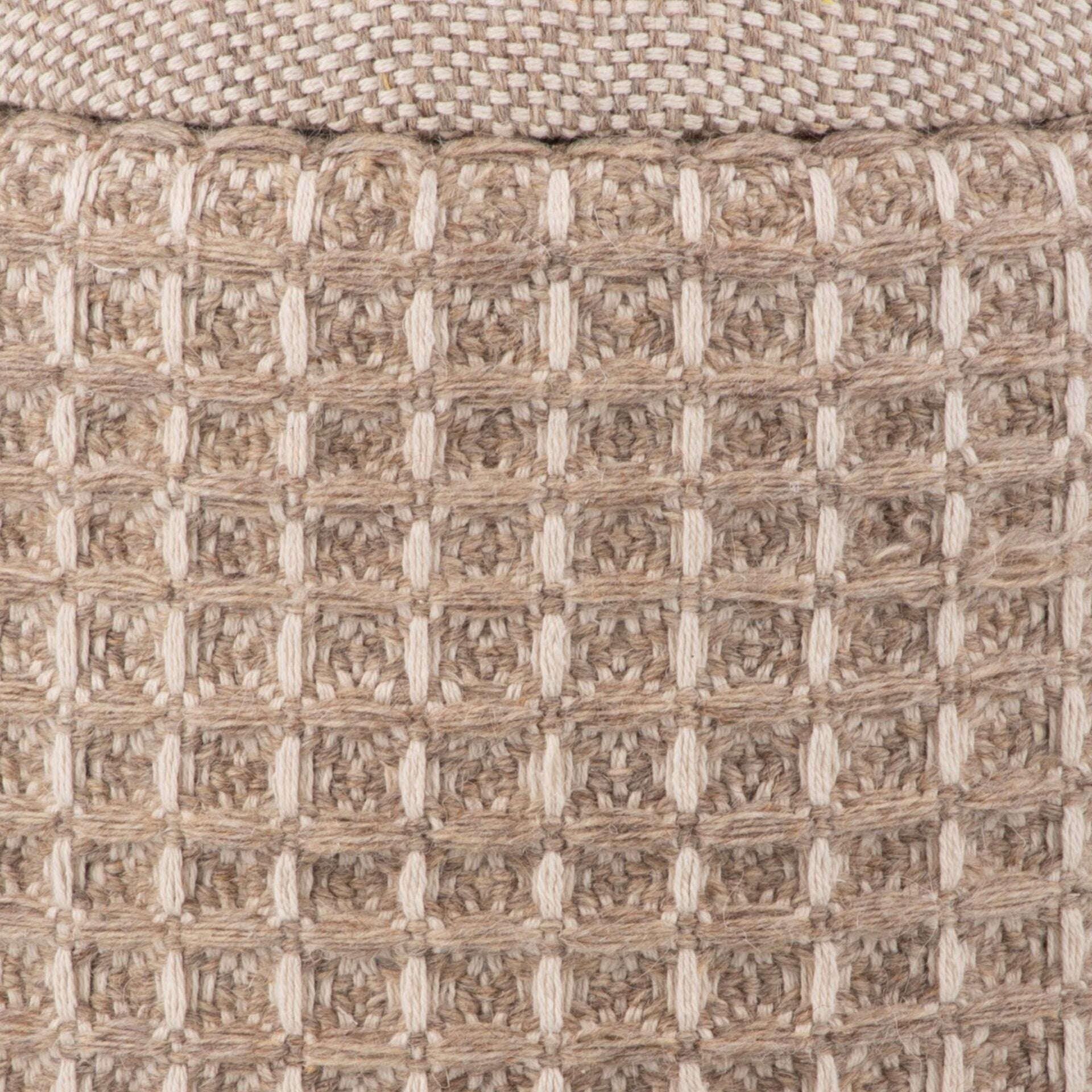 Taupe Waffle Handwoven Fabric Storage Ottoman