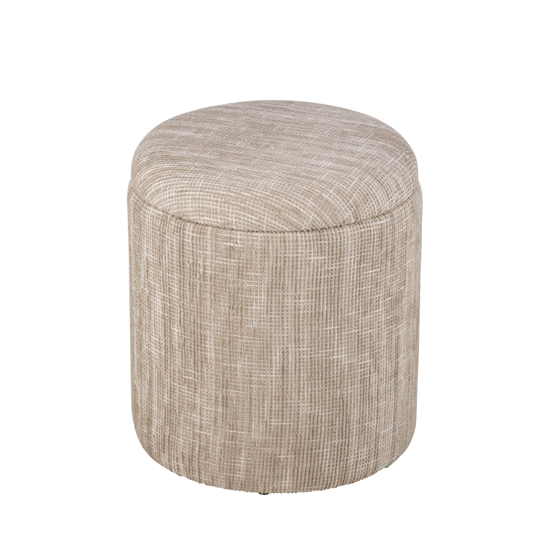 Natural Solid Handwoven Fabric Storage Ottoman