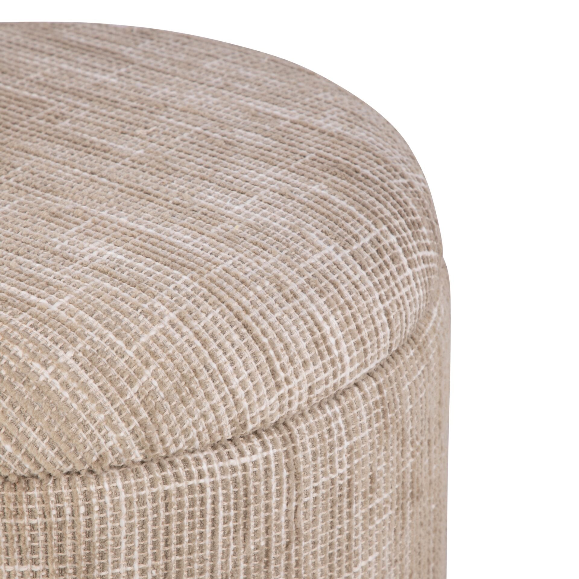 Natural Solid Handwoven Fabric Storage Ottoman