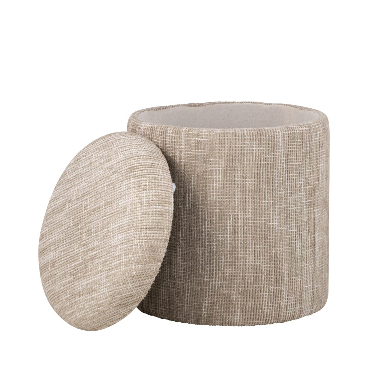 Natural Solid Handwoven Fabric Storage Ottoman
