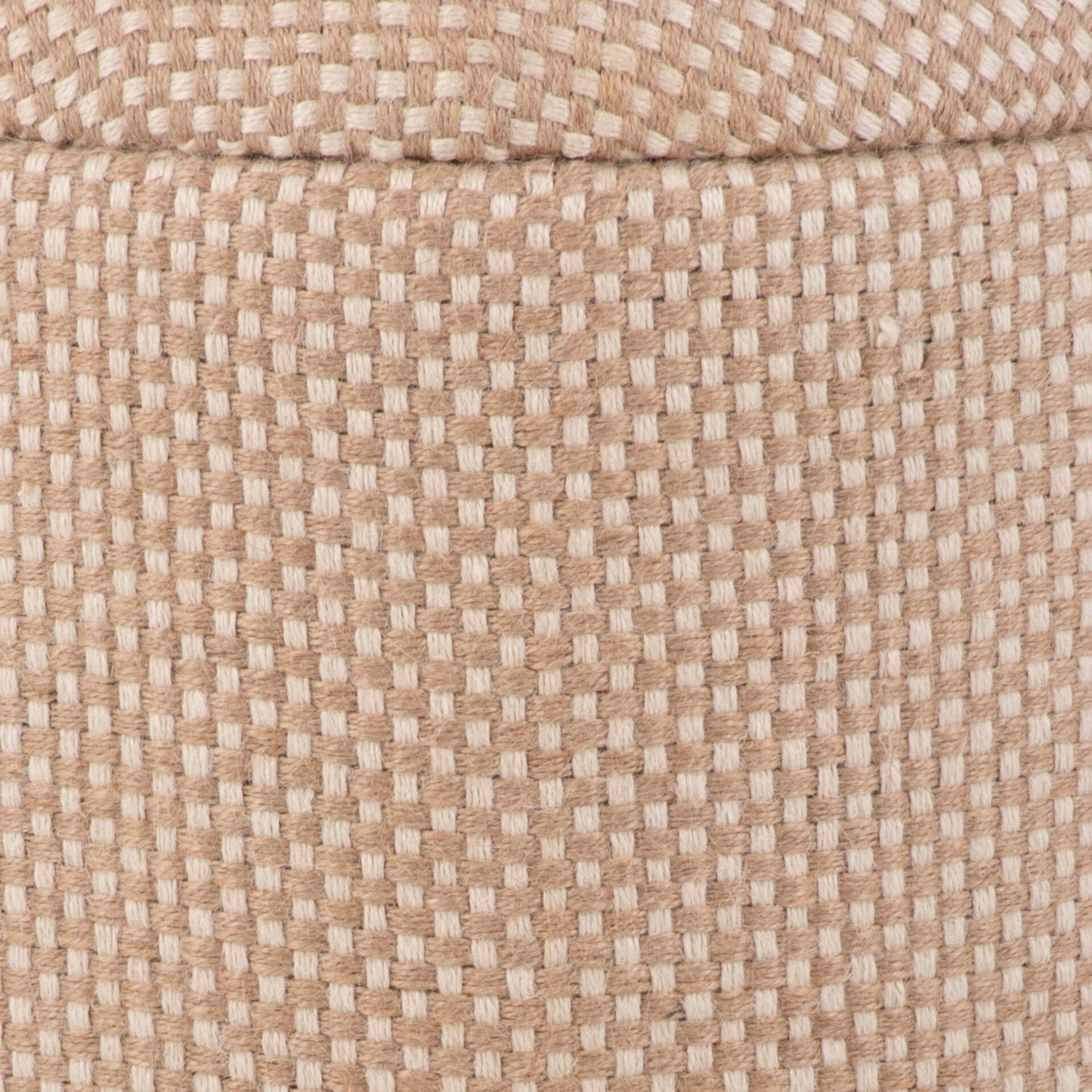 Natural Checkered Handwoven Fabric Storage Ottoman