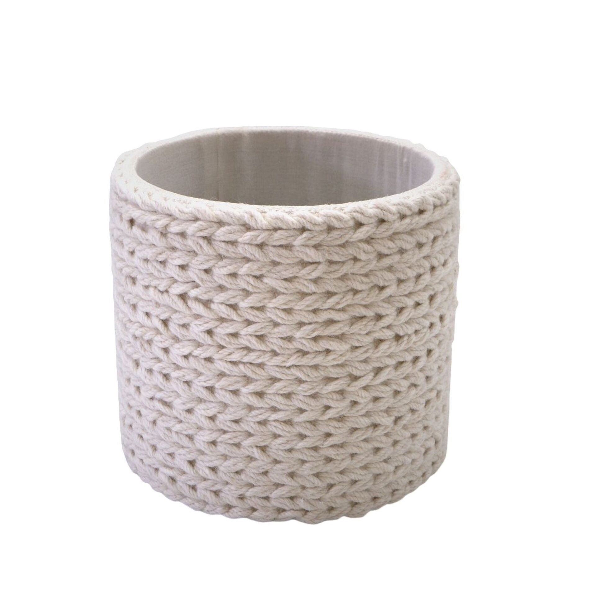 Ivory Rope Handwoven Fabric Storage Ottoman