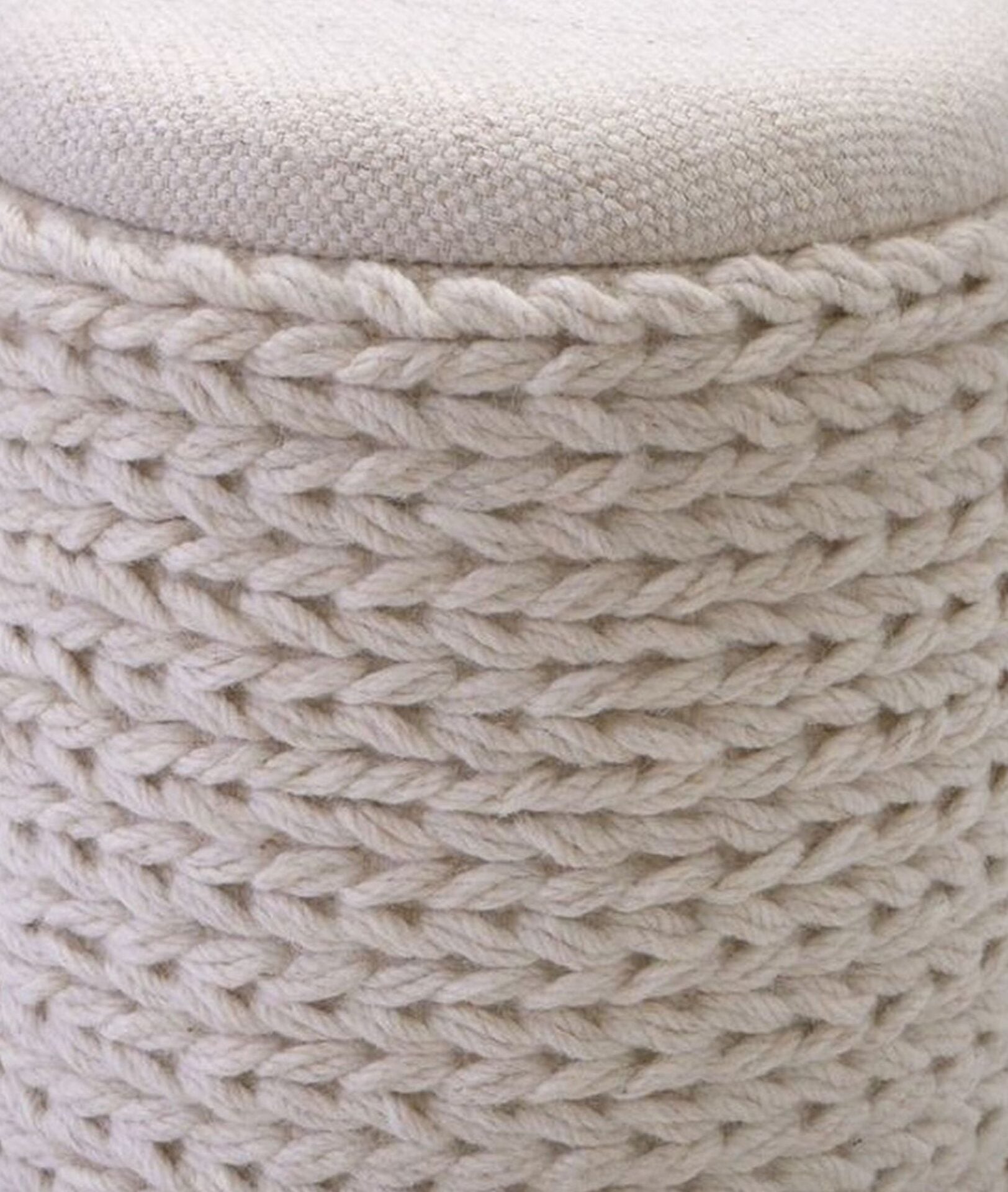 Ivory Rope Handwoven Fabric Storage Ottoman