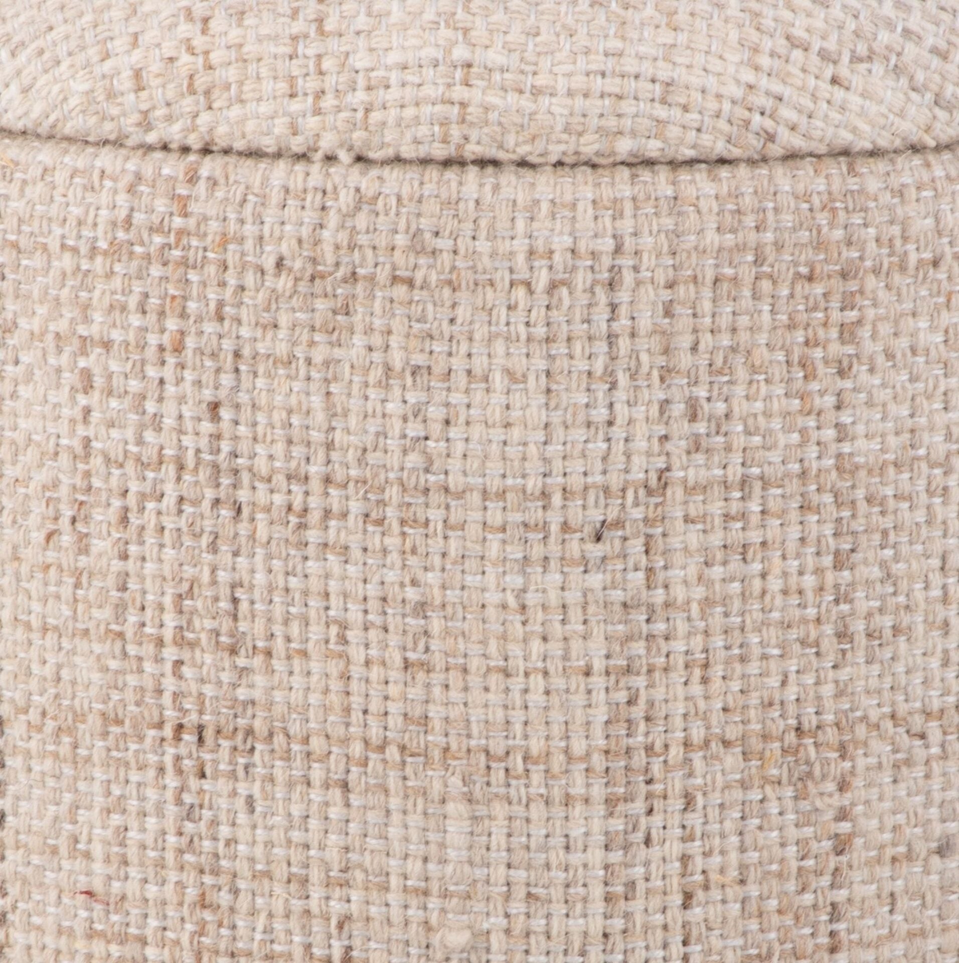 Beige Solid Handwoven Storage Ottoman with Hammered Metal Base